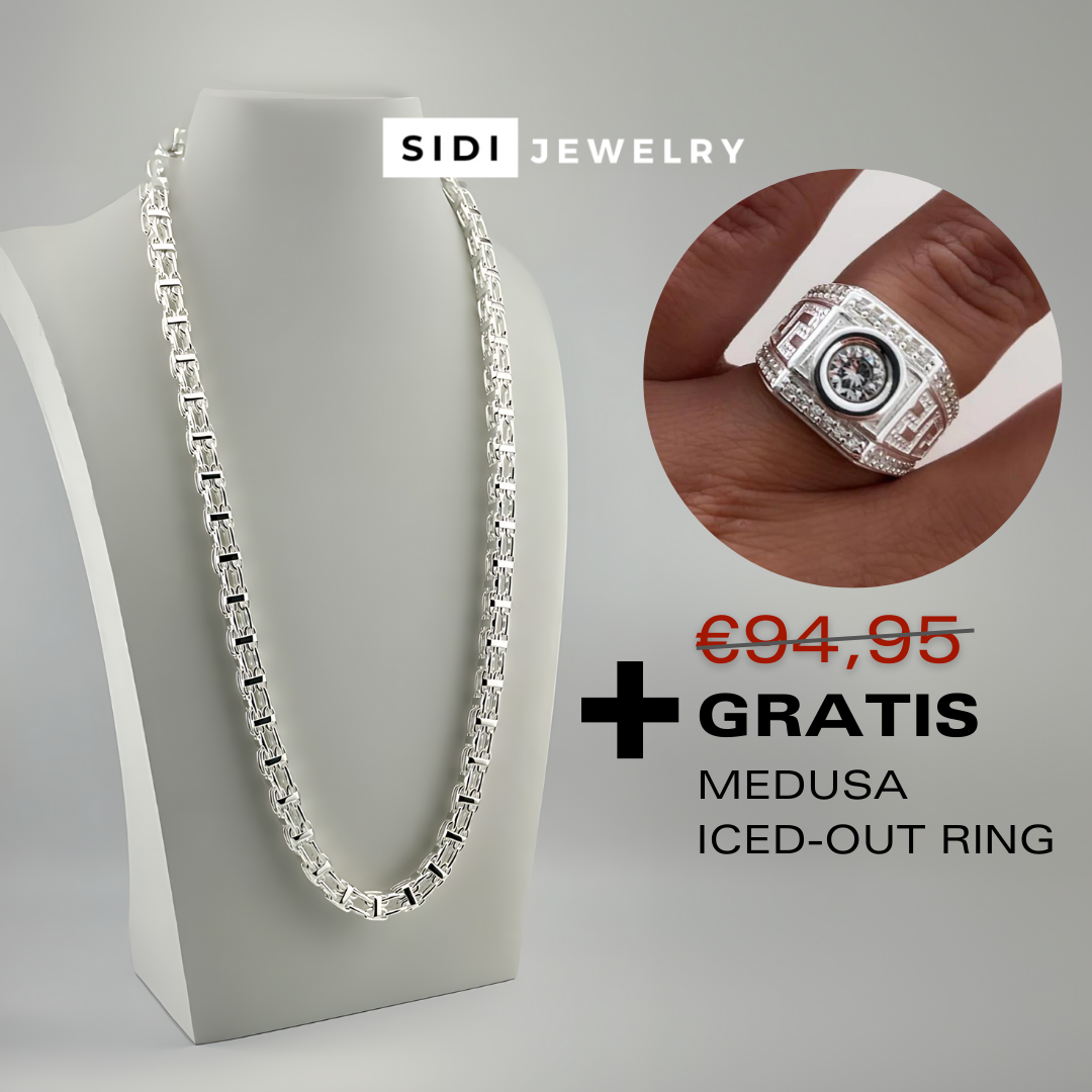 8,5mm Set Käfigkette x Ring - Silber 925