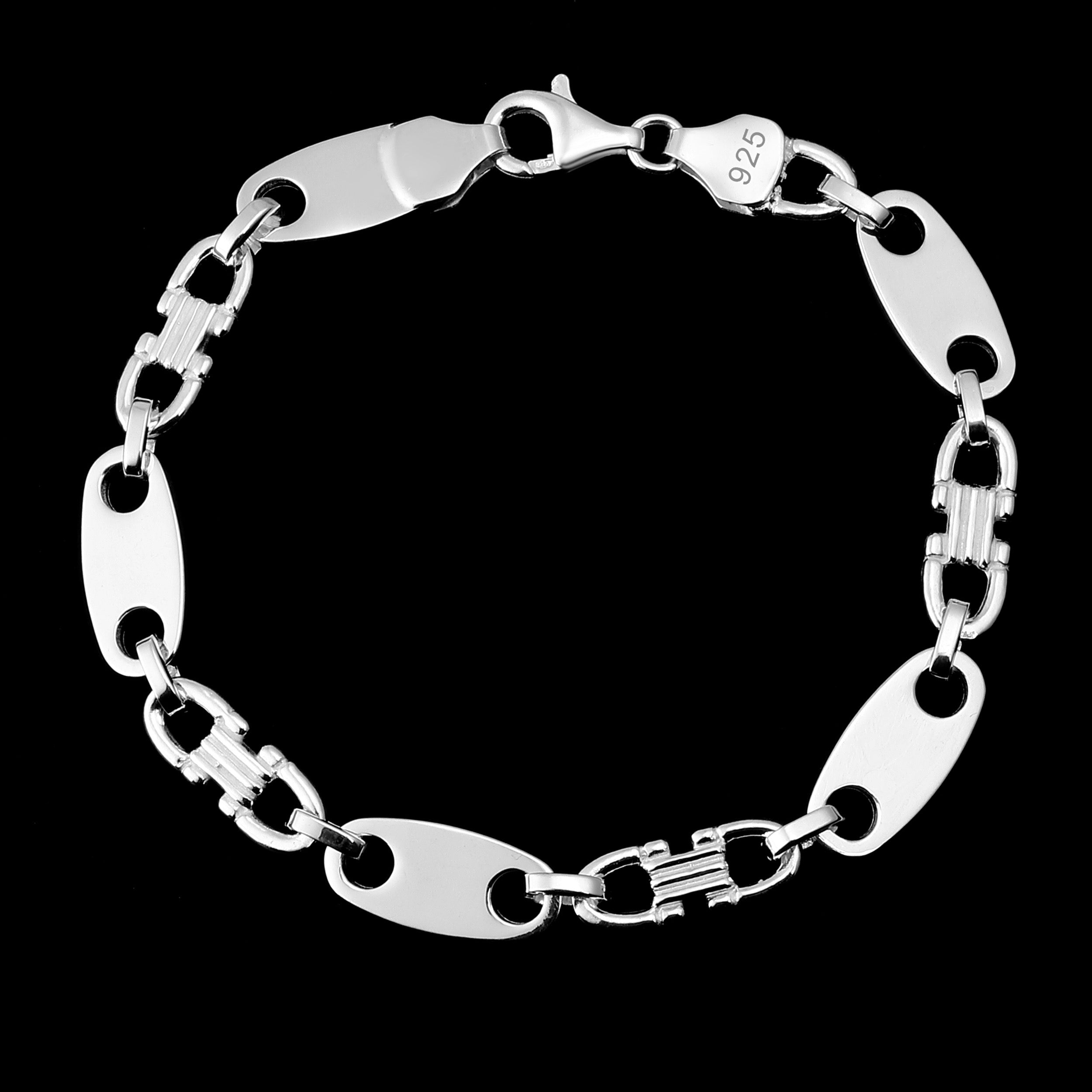 8mm Plattenkette Armband - Silber 925