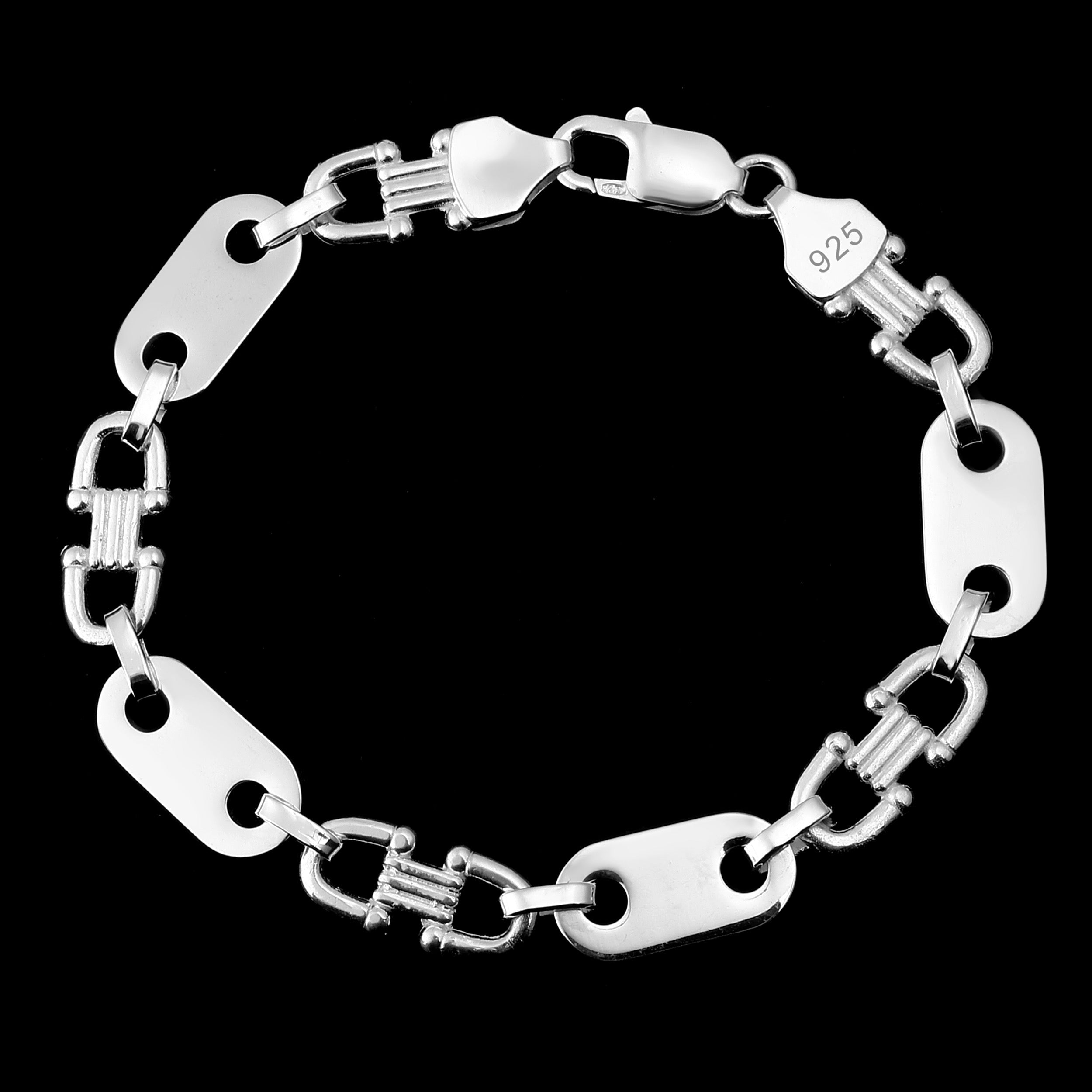 10mm Plattenkette Armband - Silber 925