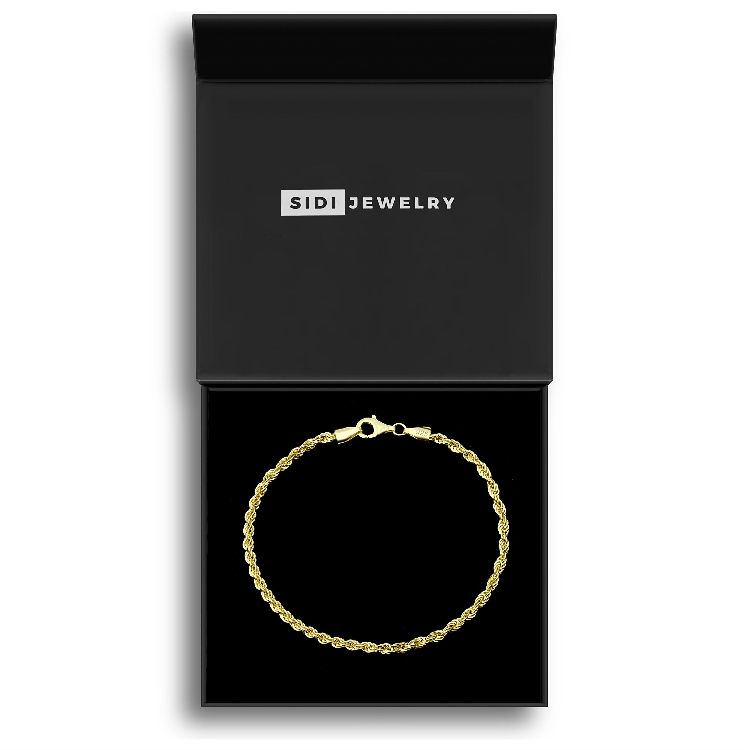 3mm Kordelkette Rope Chain Armband - Silber 925 18k Gold vergoldet