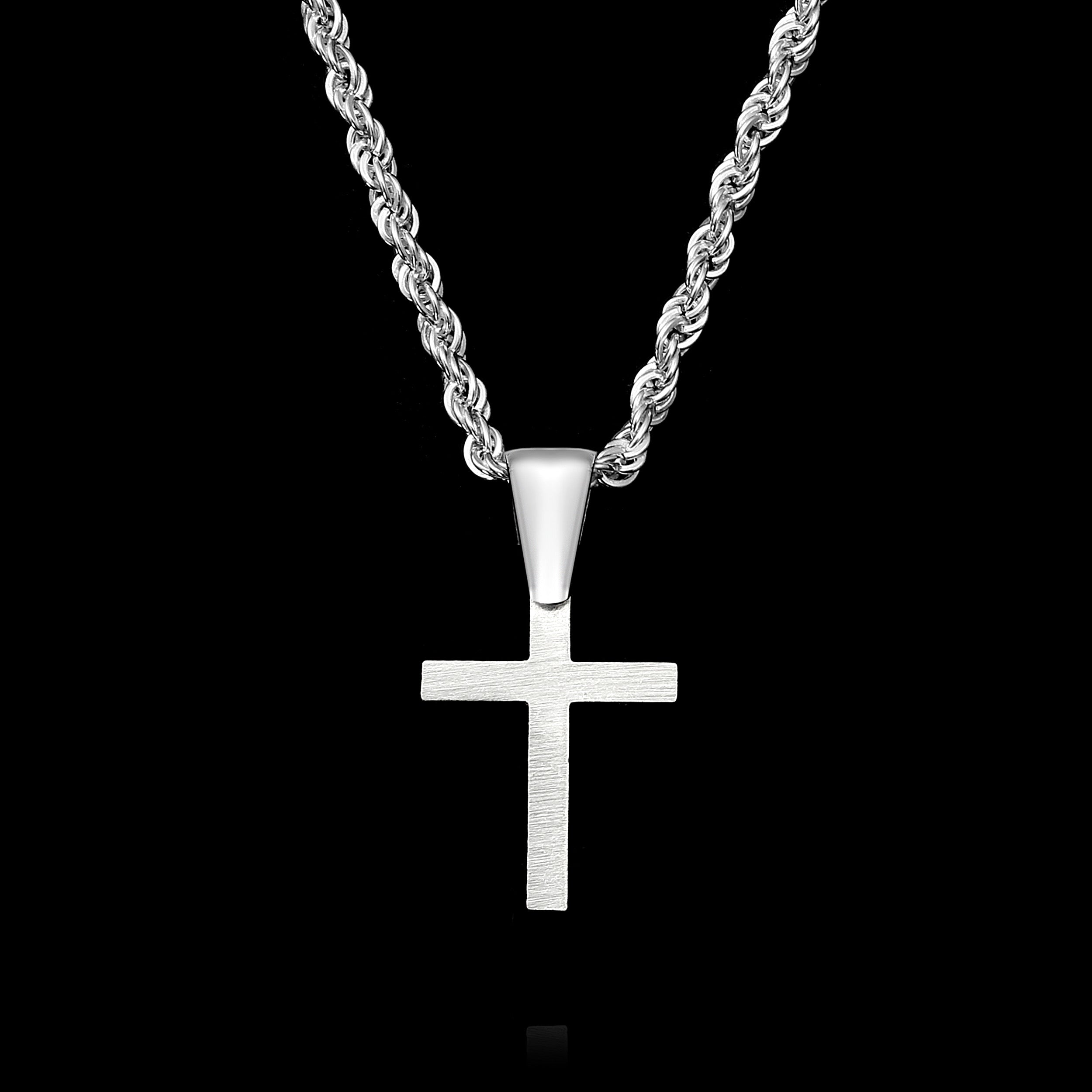 Set Kreuz Anhänger 3mm Kordelkette Rope Chain - Silber 925