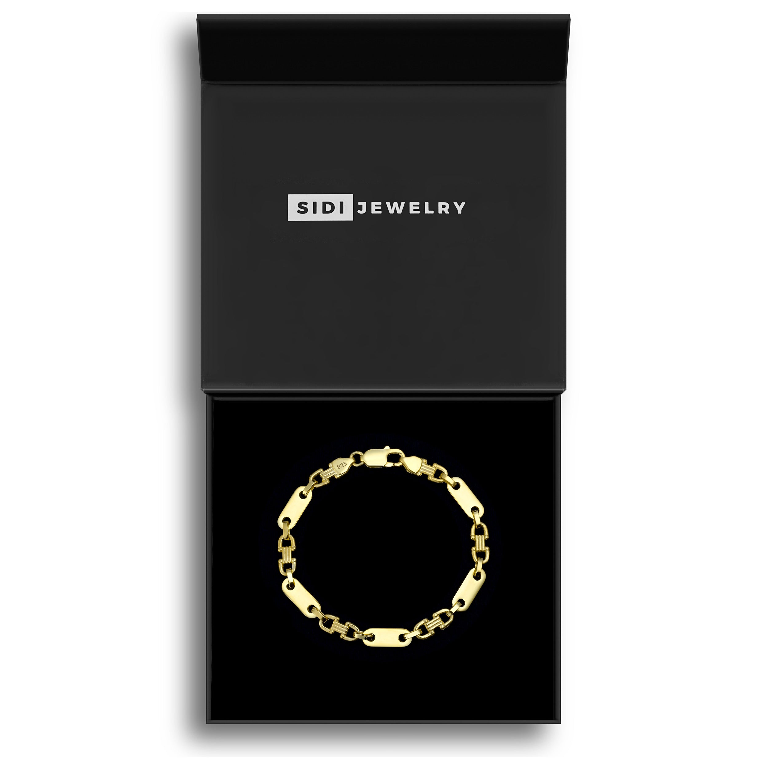 6mm Plattenkette Armband - Silber 925 18k Gold vergoldet