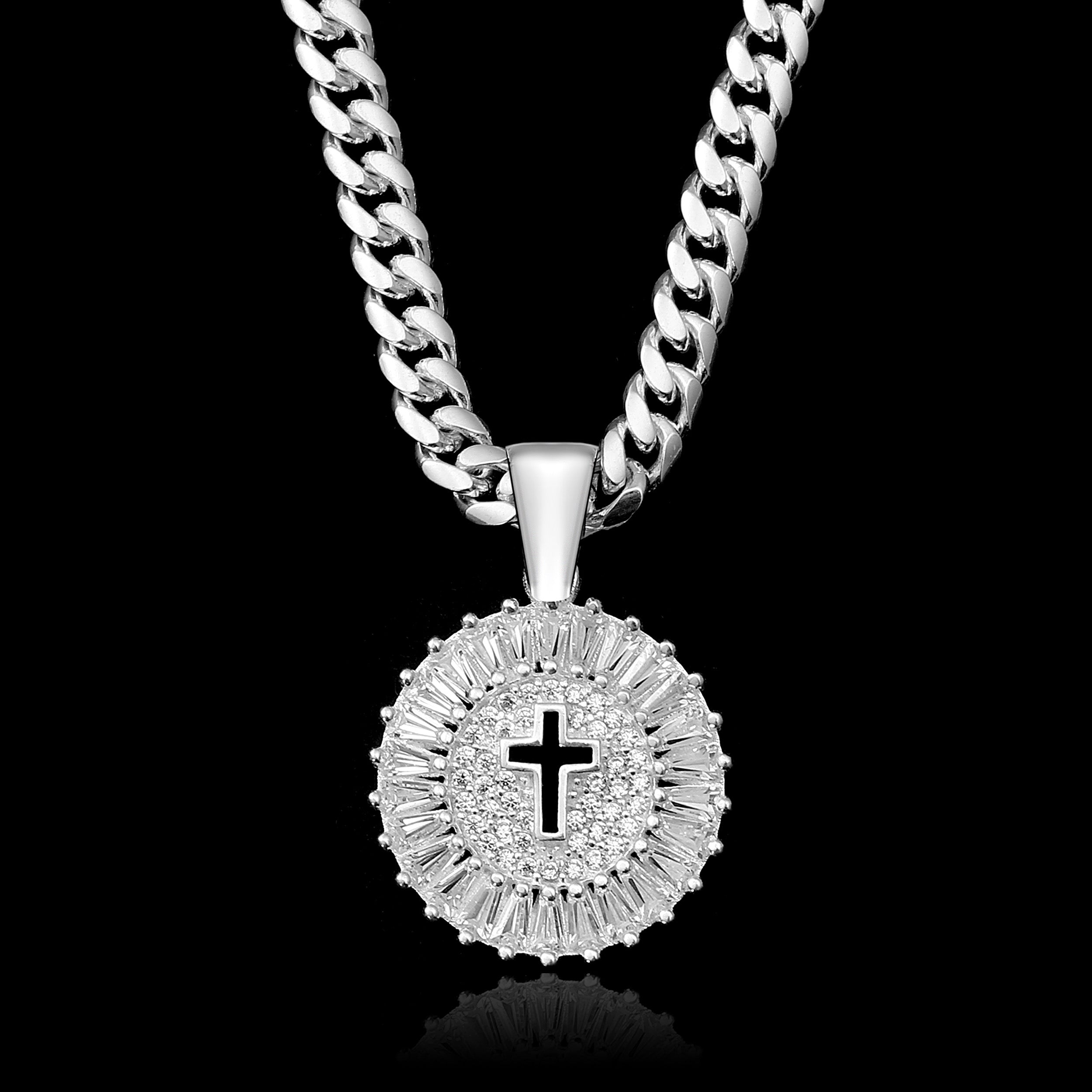 Set Kreuz Anhänger 5mm Miami Cuban Link Chain Panzerkette - Silber 925