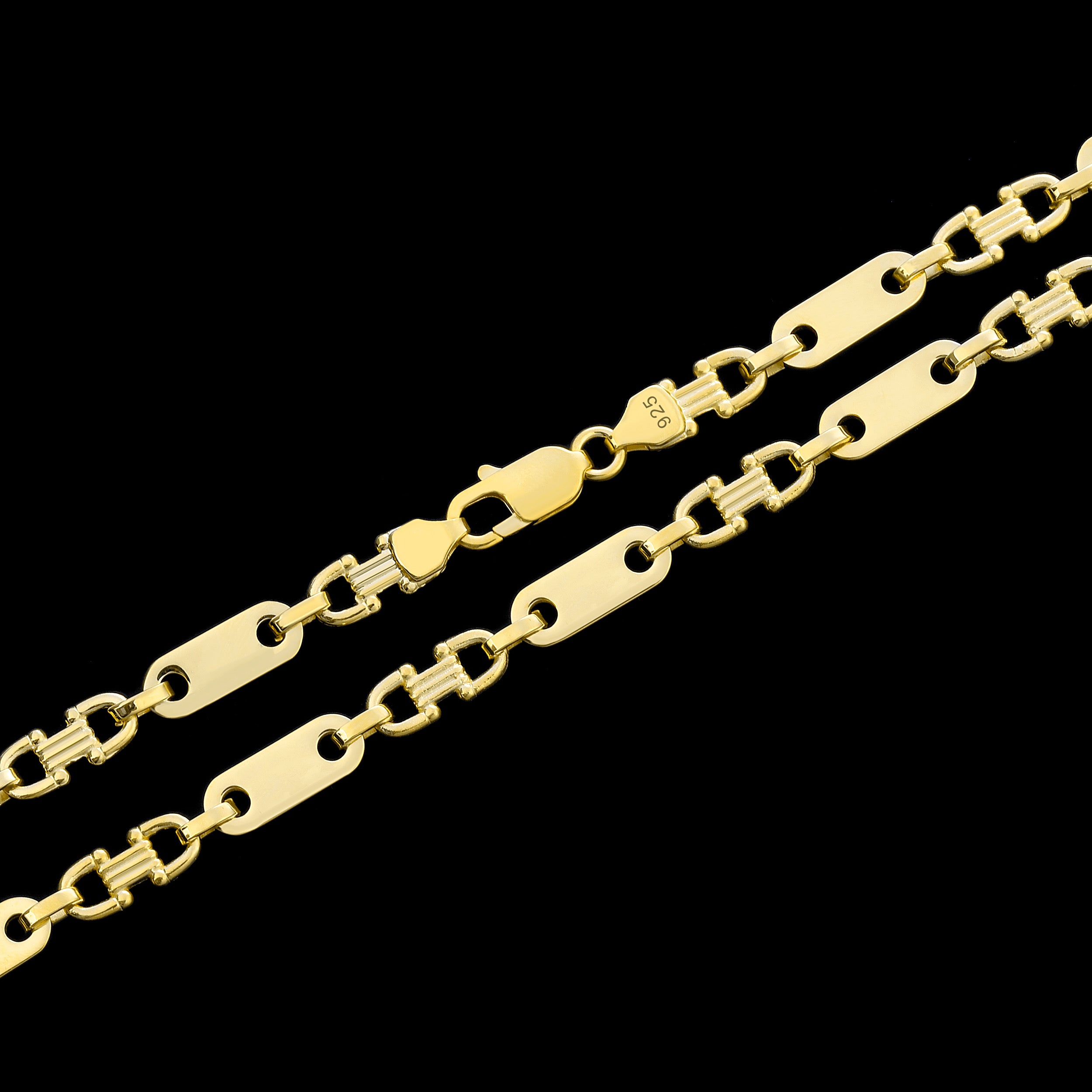 6mm Plattenkette - Silber 925 18k Gold vergoldet