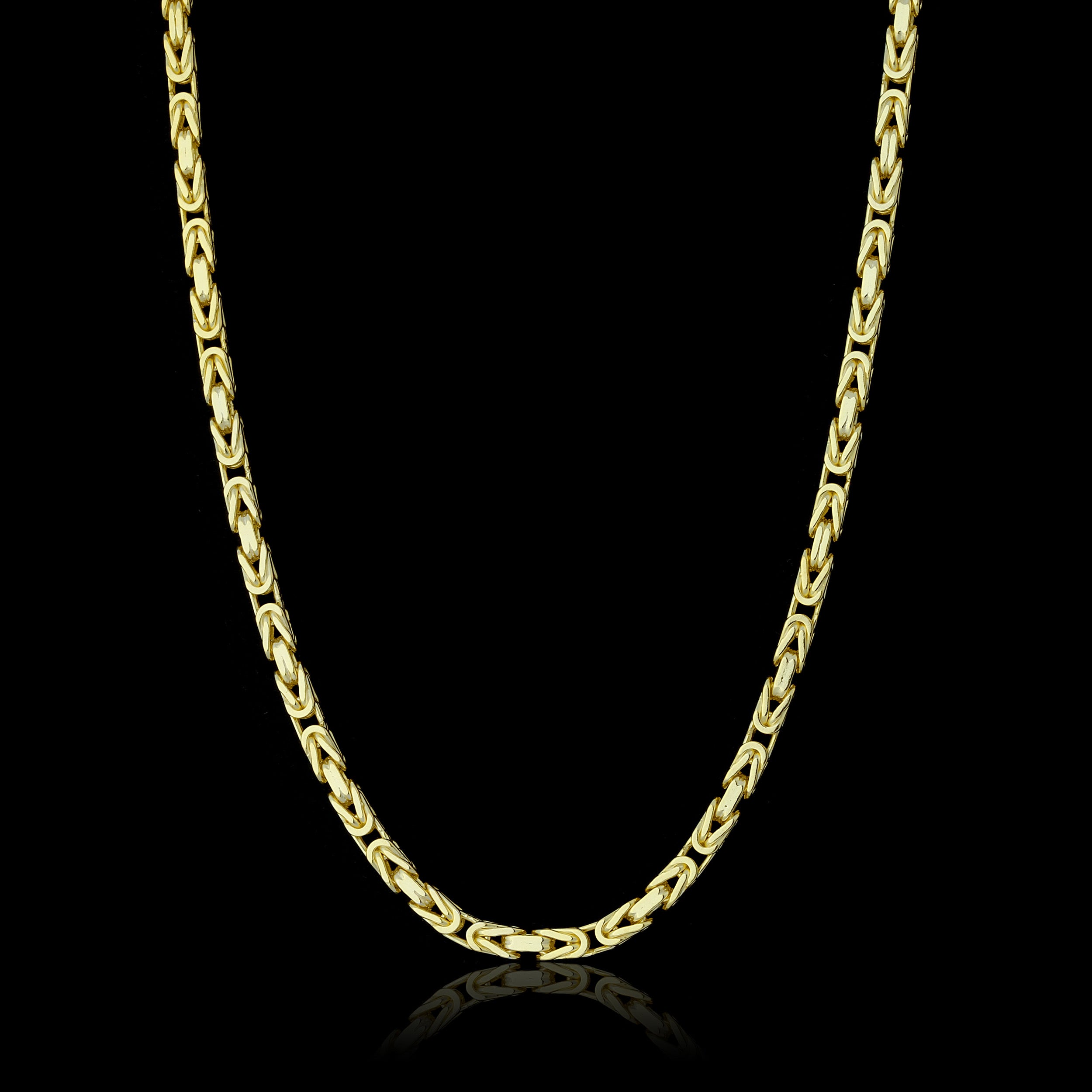 Set - Königskette + Armband 3mm - 925 Silber mit 18K Vergoldung - Kostenloses Armband