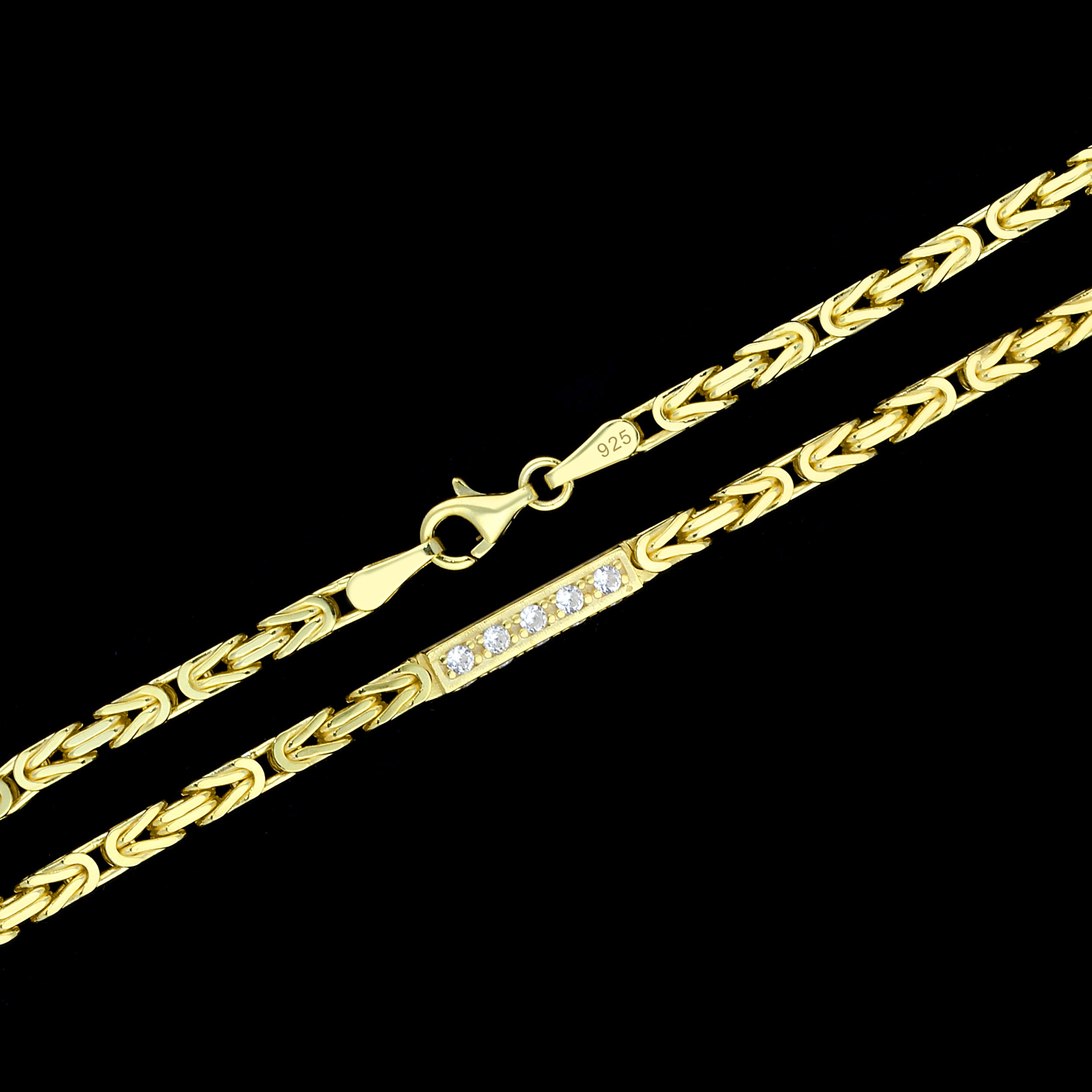 3mm Iced Out Königskette - 925 Silber 18k Gold vergoldet