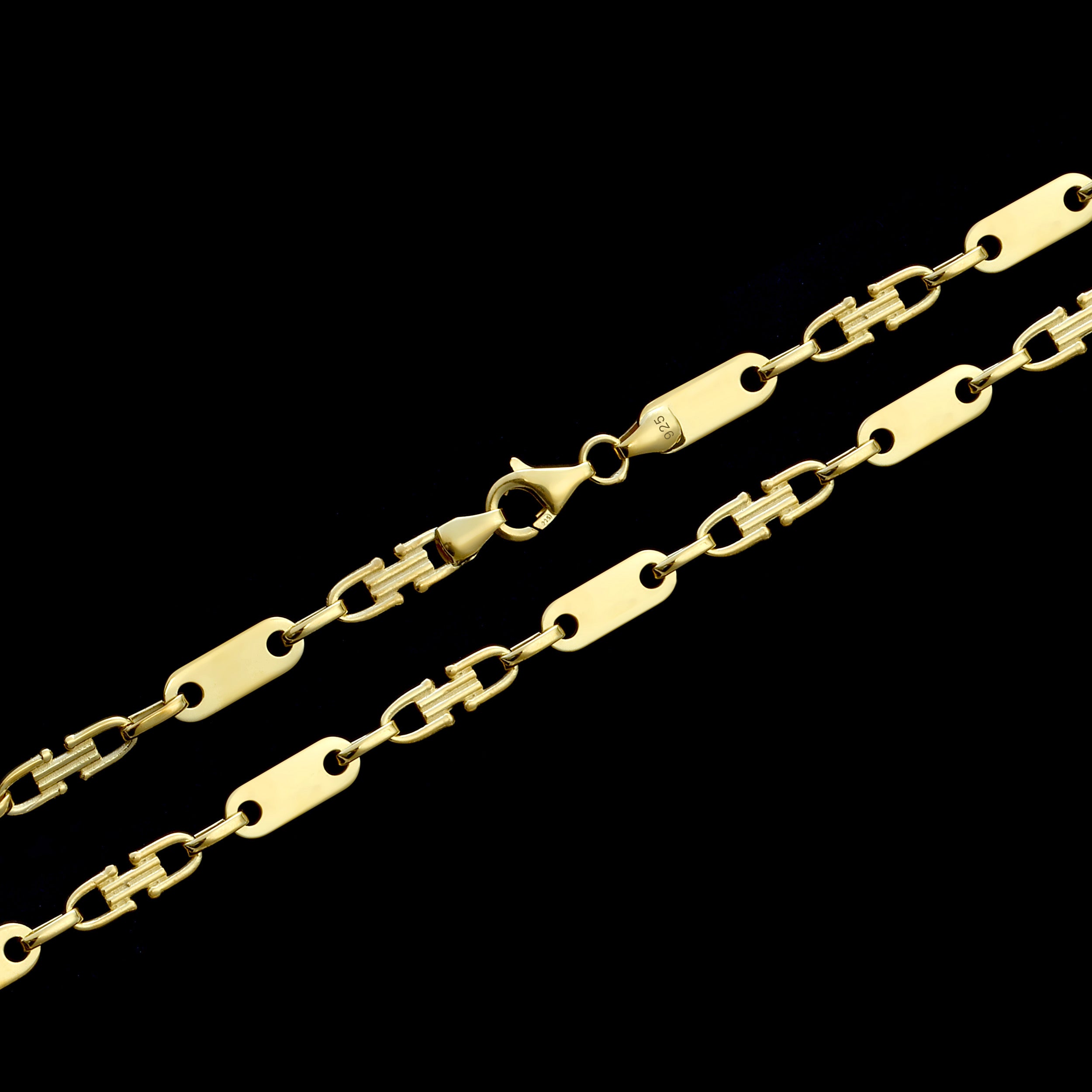 4mm Plattenkette - Silber 925 18k Gold vergoldet