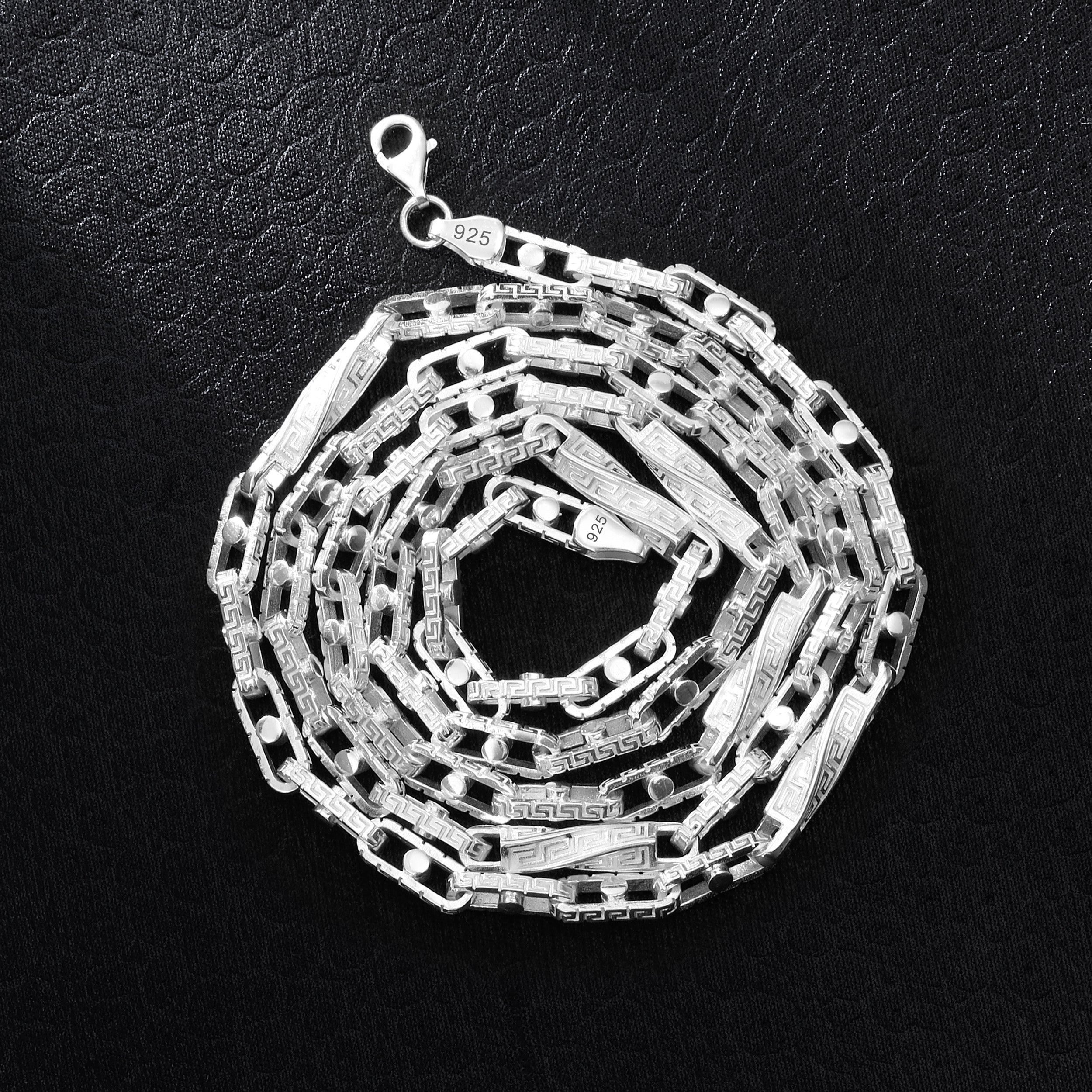 Set - Greek Monte Carlo Kette + Armband 4mm - 925 Silber - Kostenloses Armband