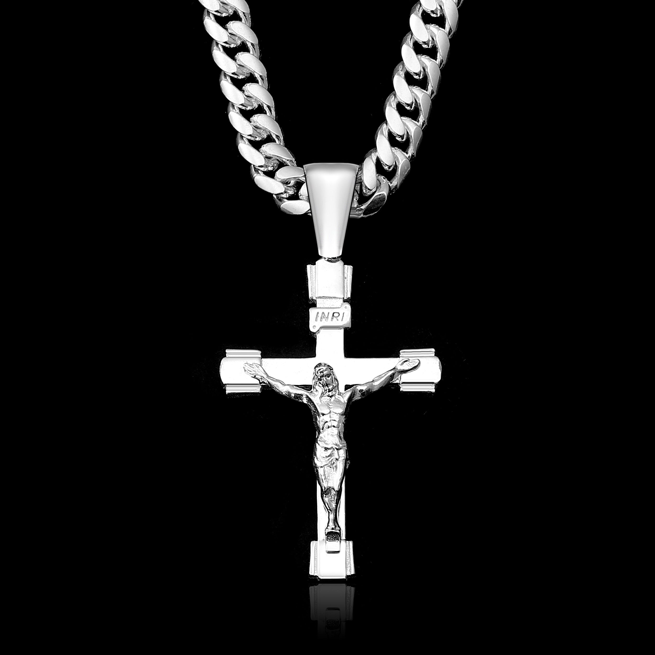 Set Kreuz Anhänger 5mm Miami Cuban Link Chain Panzerkette - Silber 925