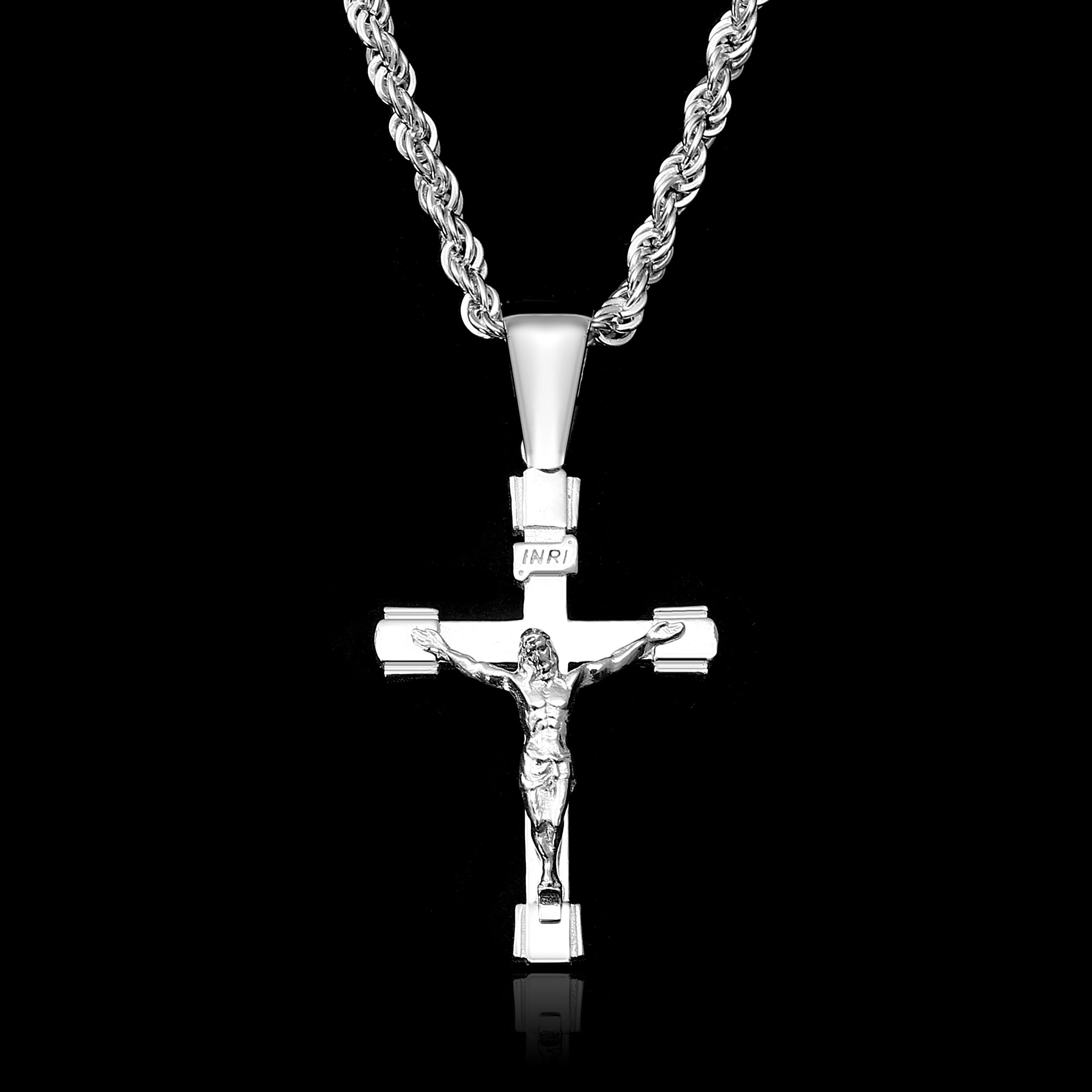 Set Kreuz Anhänger 3mm Kordelkette Rope Chain - Silber 925