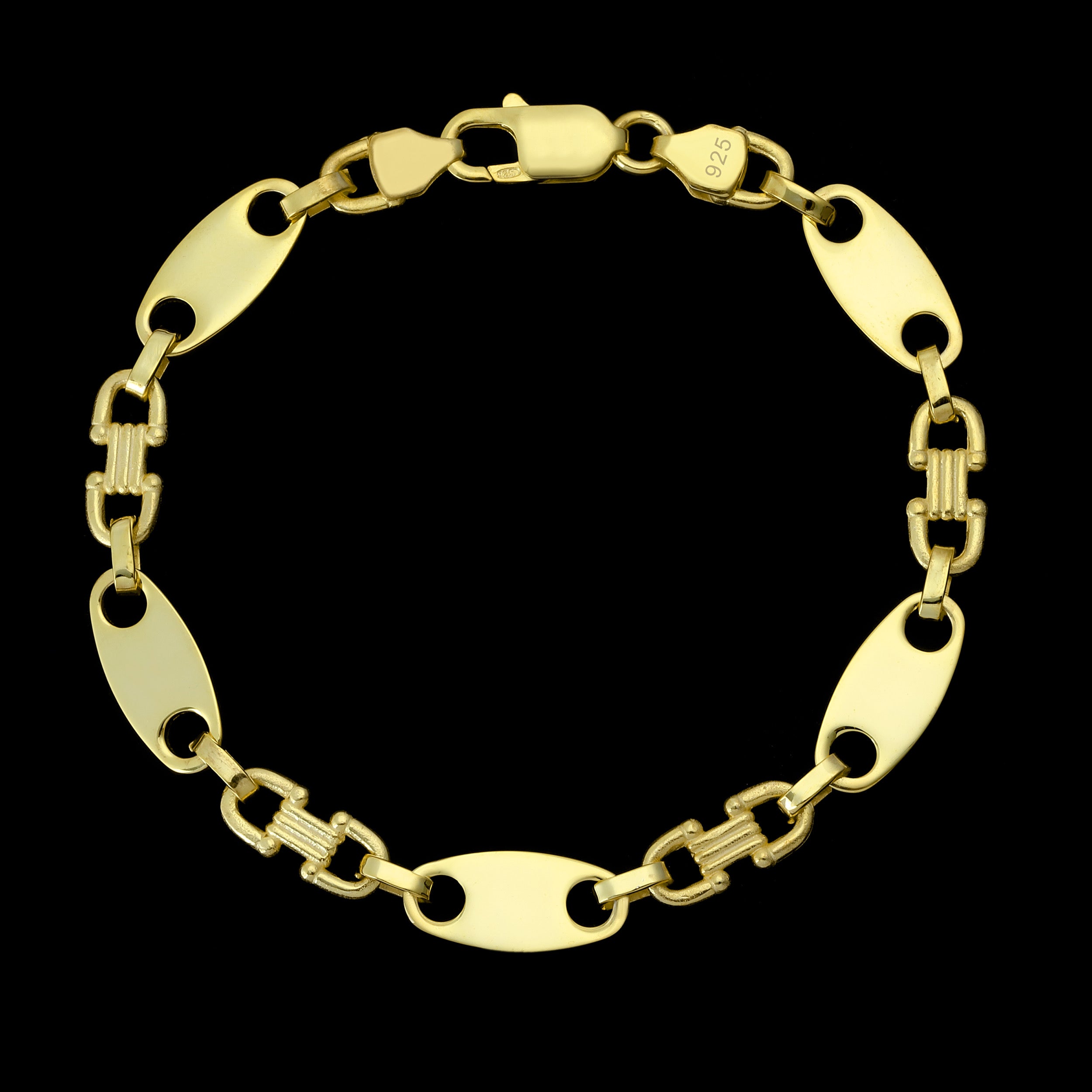 8mm Plattenkette Armband - Silber 925 18k Gold vergoldet