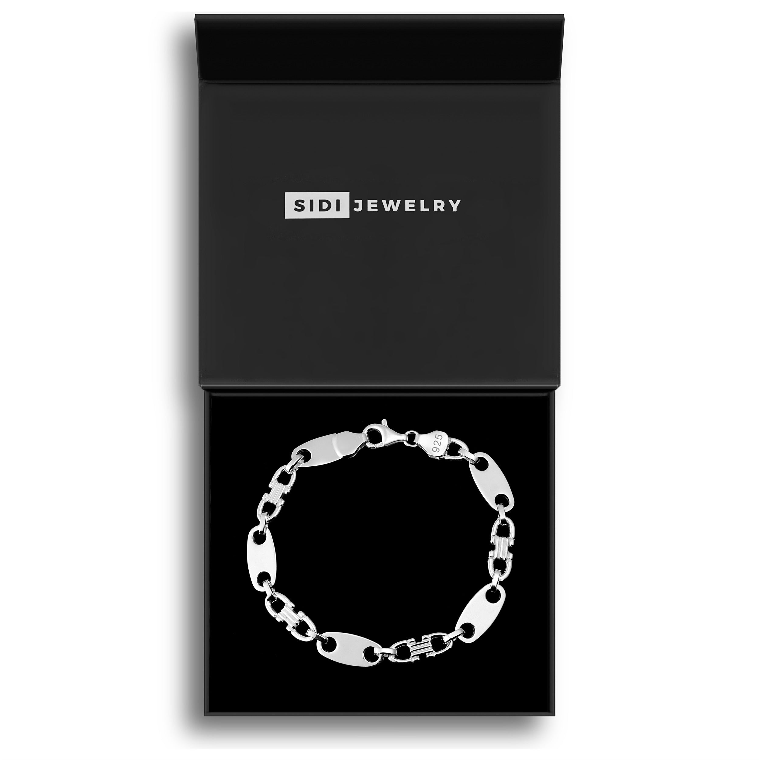 8mm Plattenkette Armband - Silber 925
