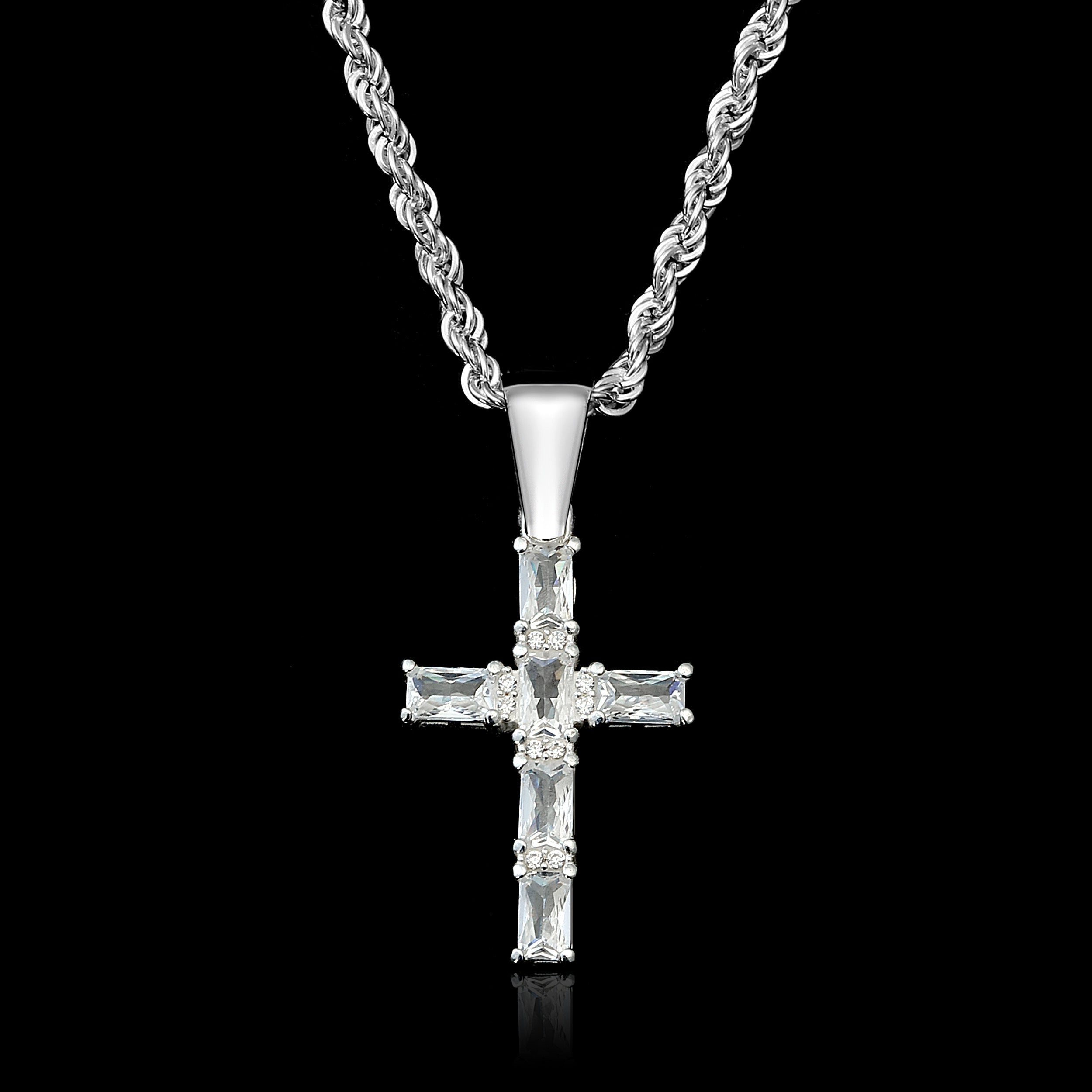 Set Kreuz Anhänger 3mm Kordelkette Rope Chain - Silber 925
