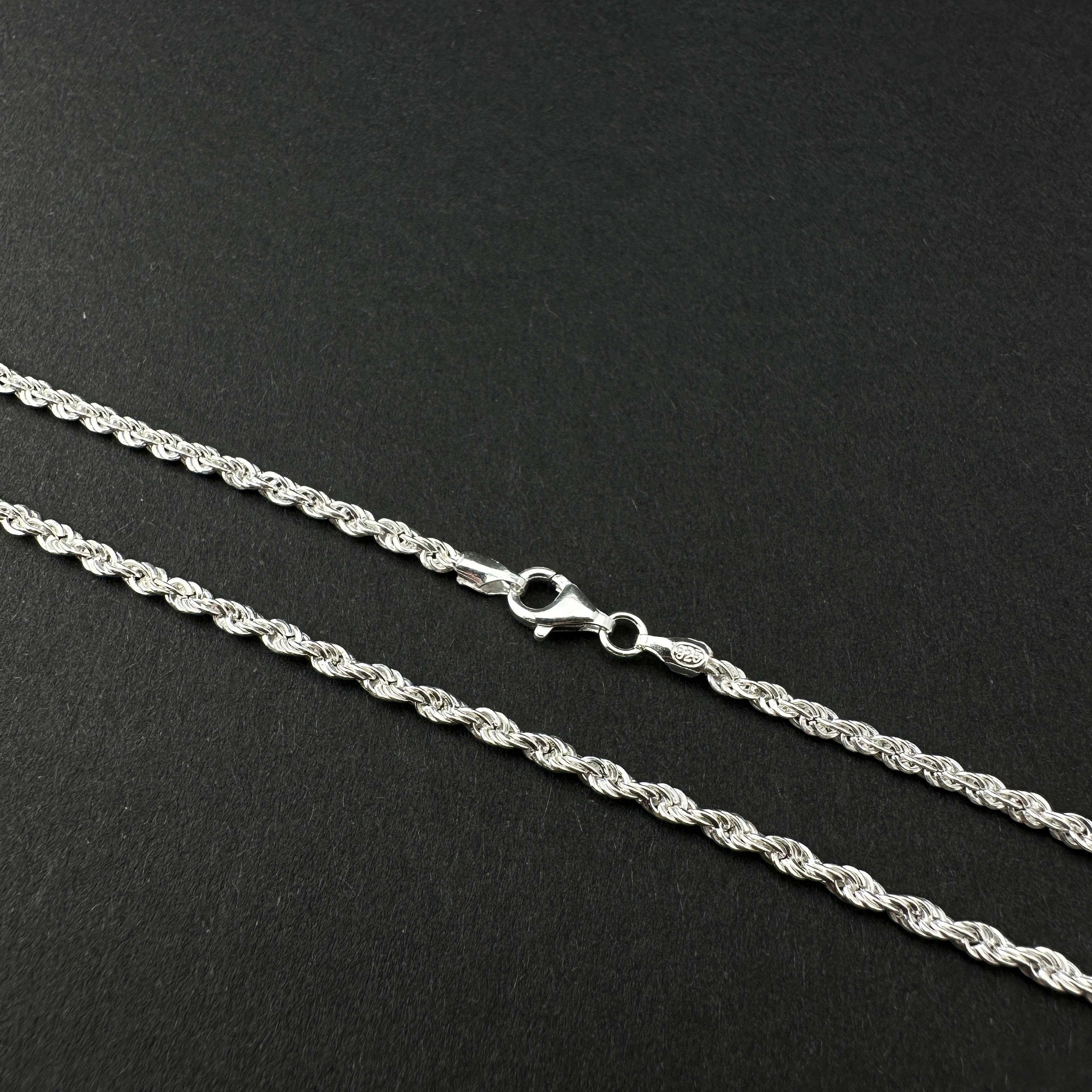 Set - Rope Chain Kordelkette - 3mm - 925er Silber