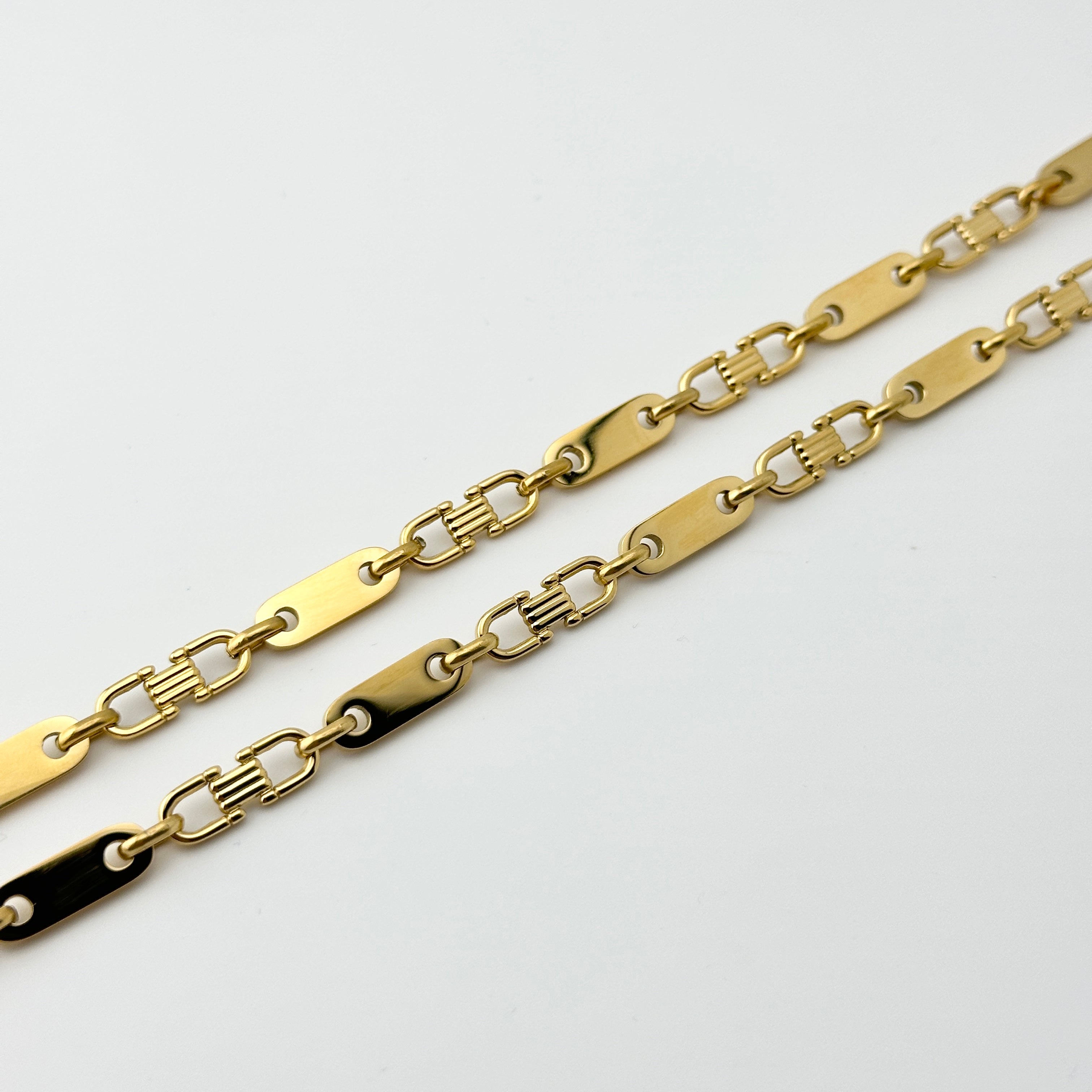 6mm Plattenktte - Edelstahl 18k Gold vergoldet