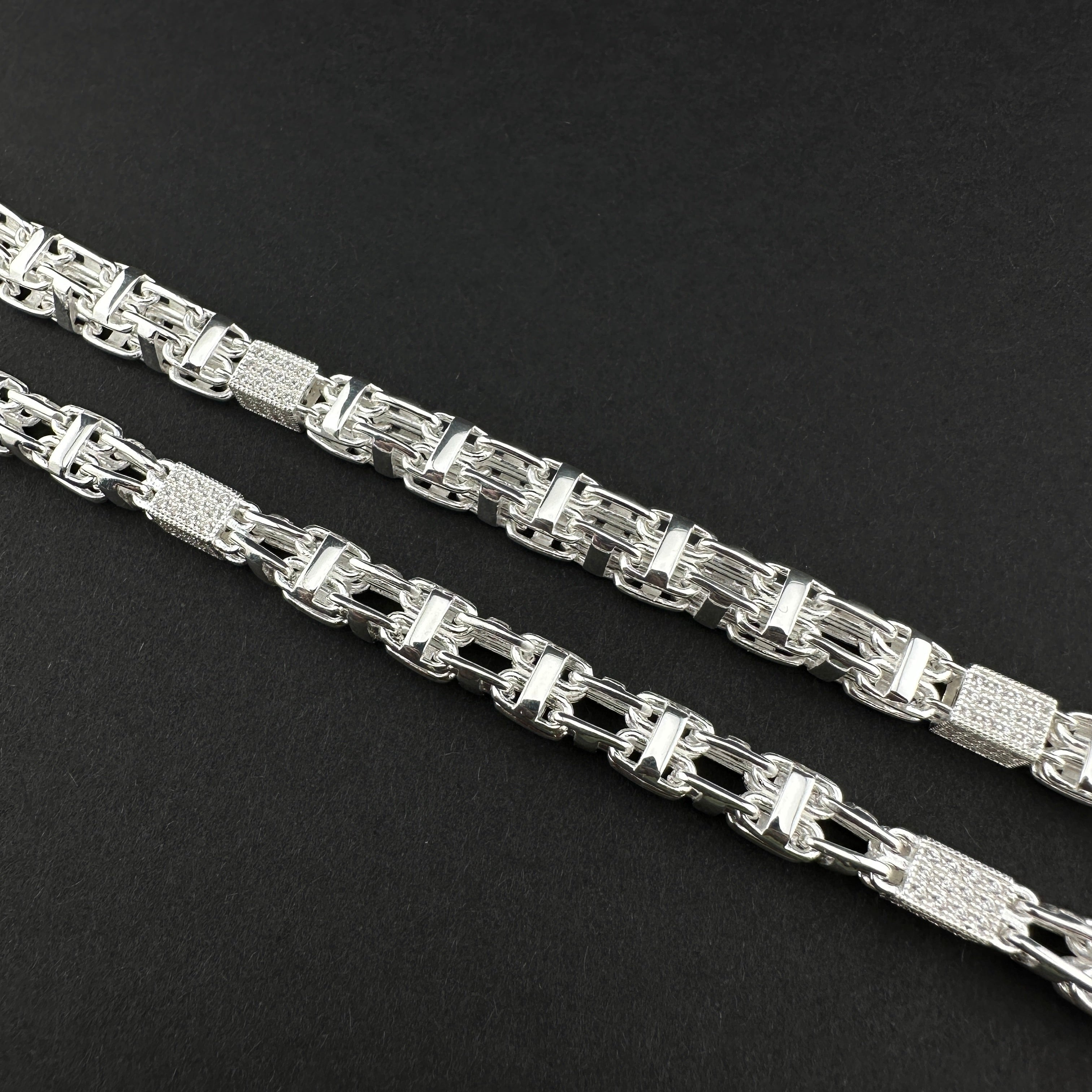 8,5mm Set Käfigkette Iced Out x Ring - Silber 925