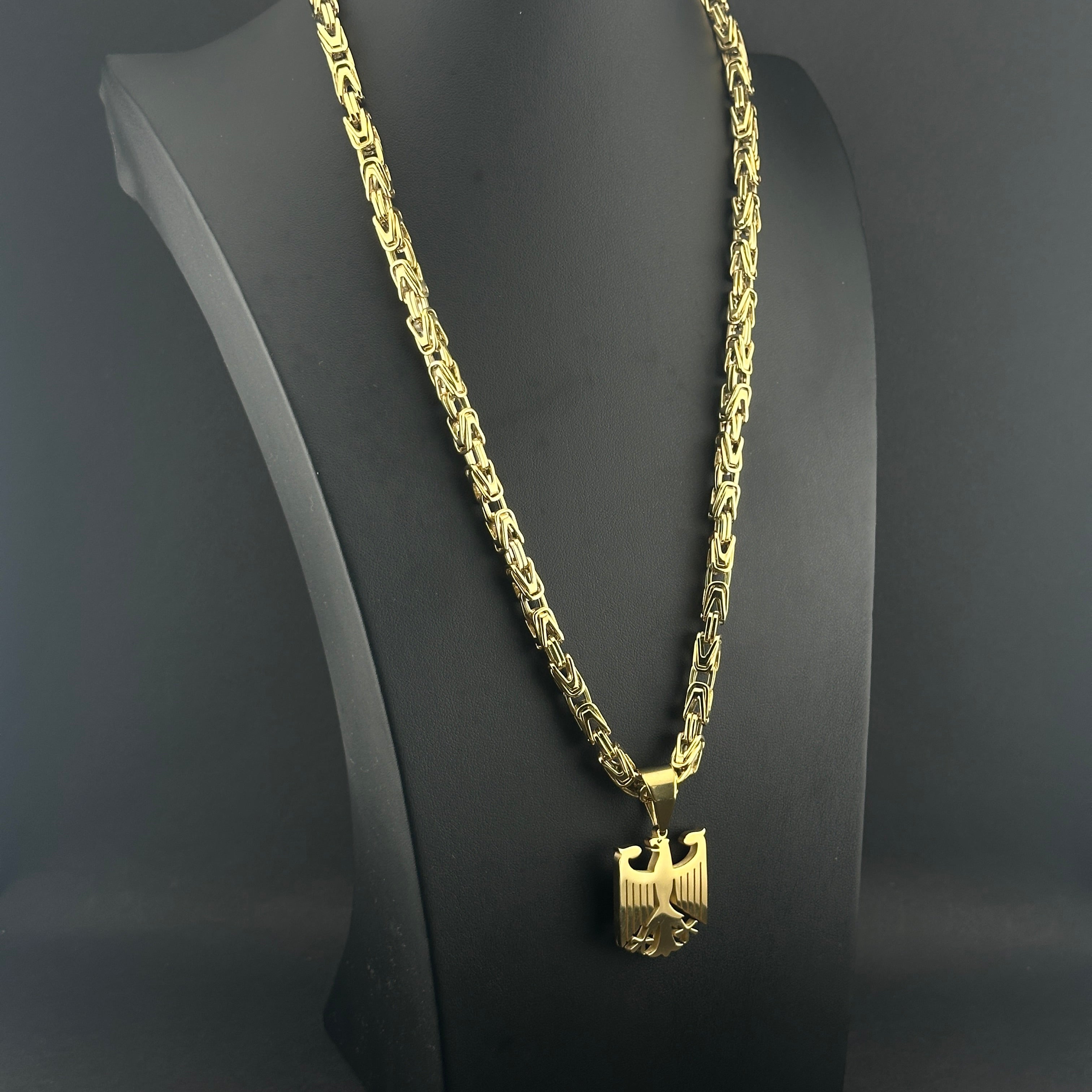 Set Adler Anhänger Königskette - 6mm - Edelstahl mit 14k Vergoldung