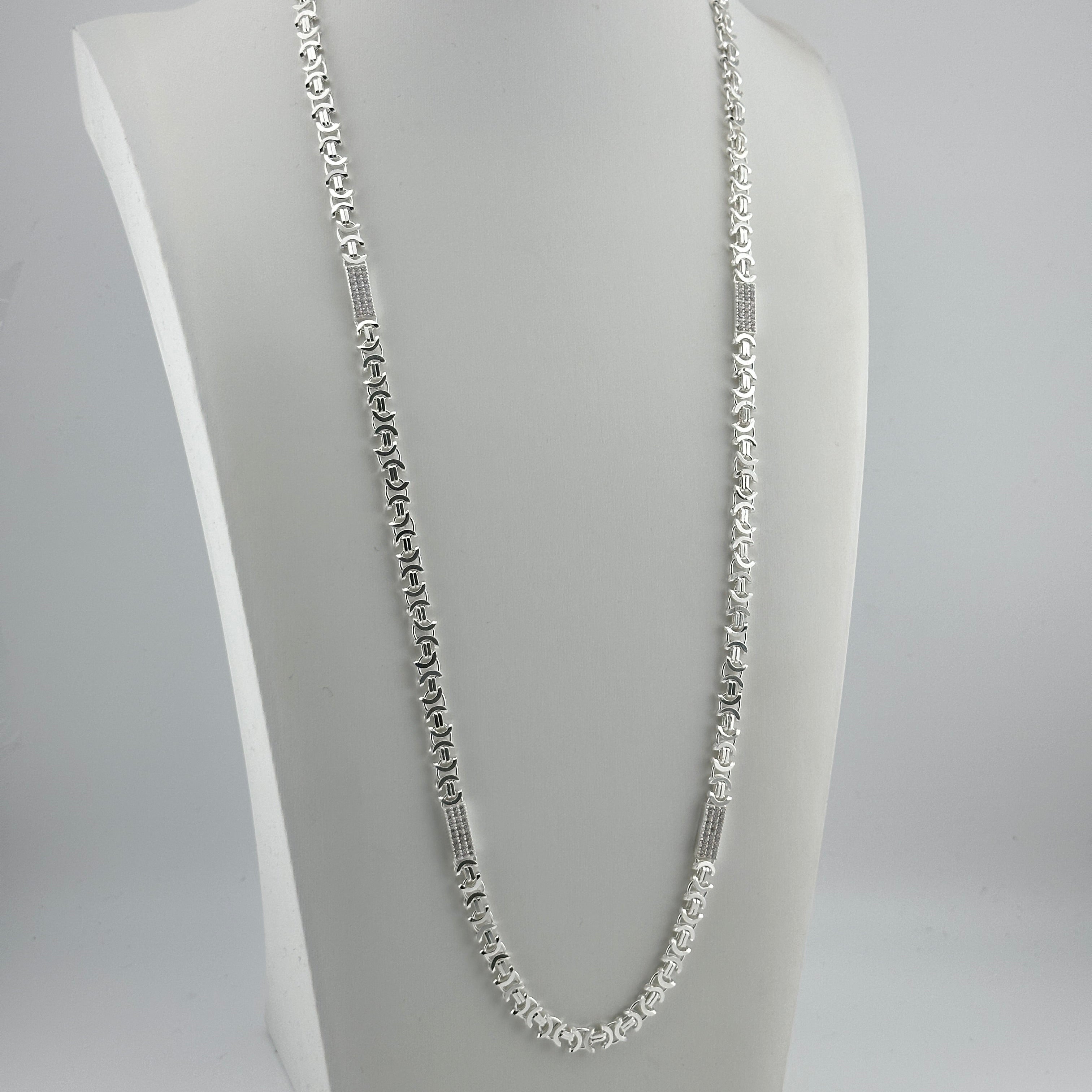 5mm Flache Königskette Iced Out - Silber 925