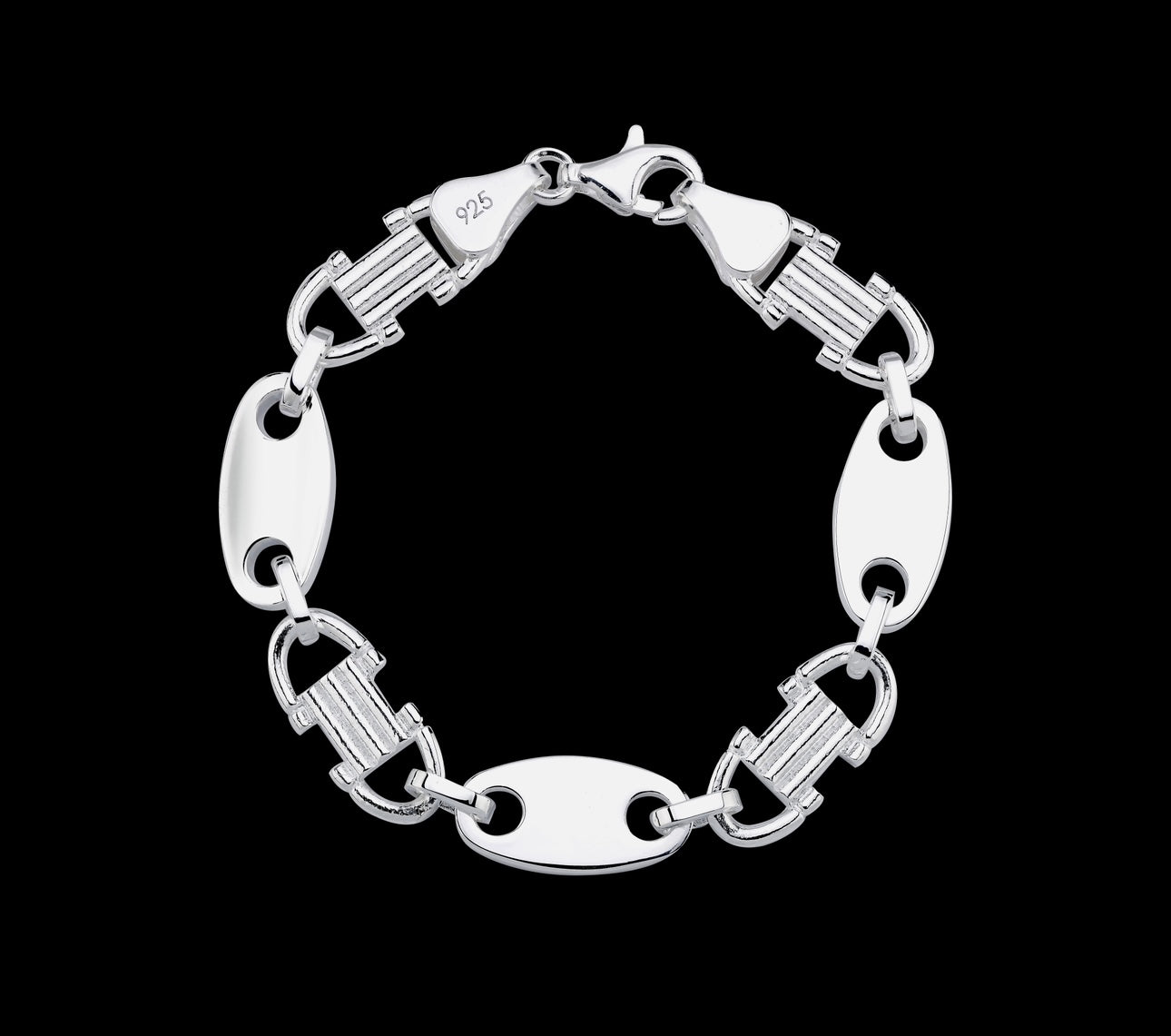14mm Plattenkette Armband - Silber 925