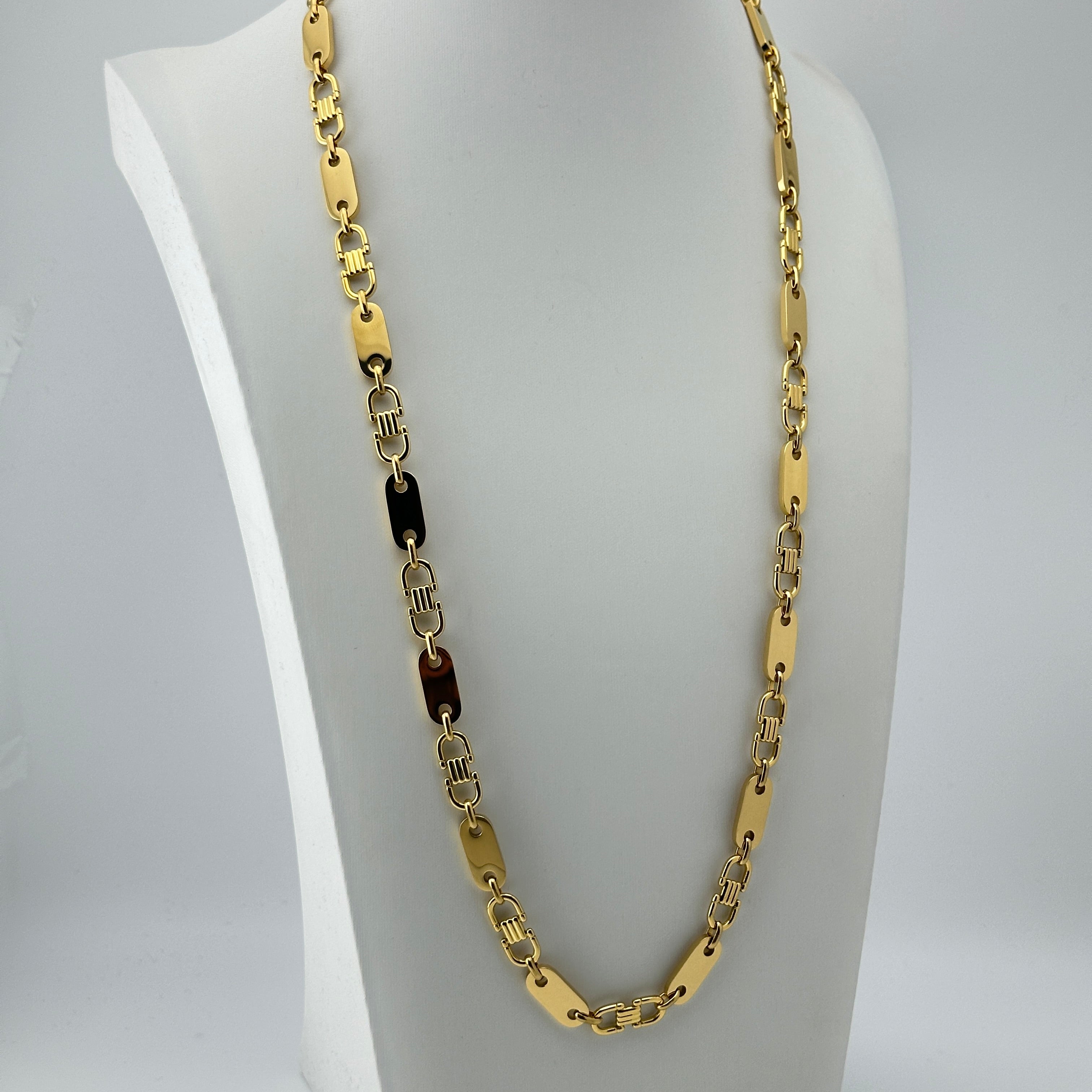 Set - Plattenkette + Armband 8mm aus Edelstahl mit 18k Vergoldung - 20% sparen