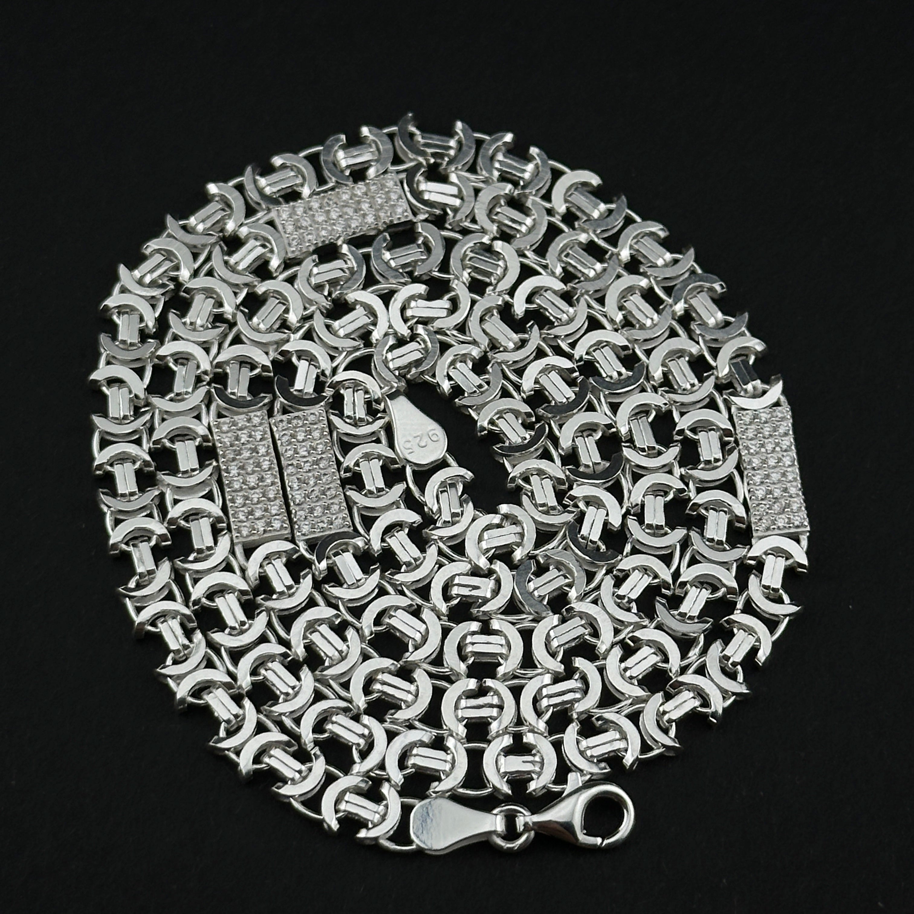 5mm Flache Königskette Iced Out - Silber 925
