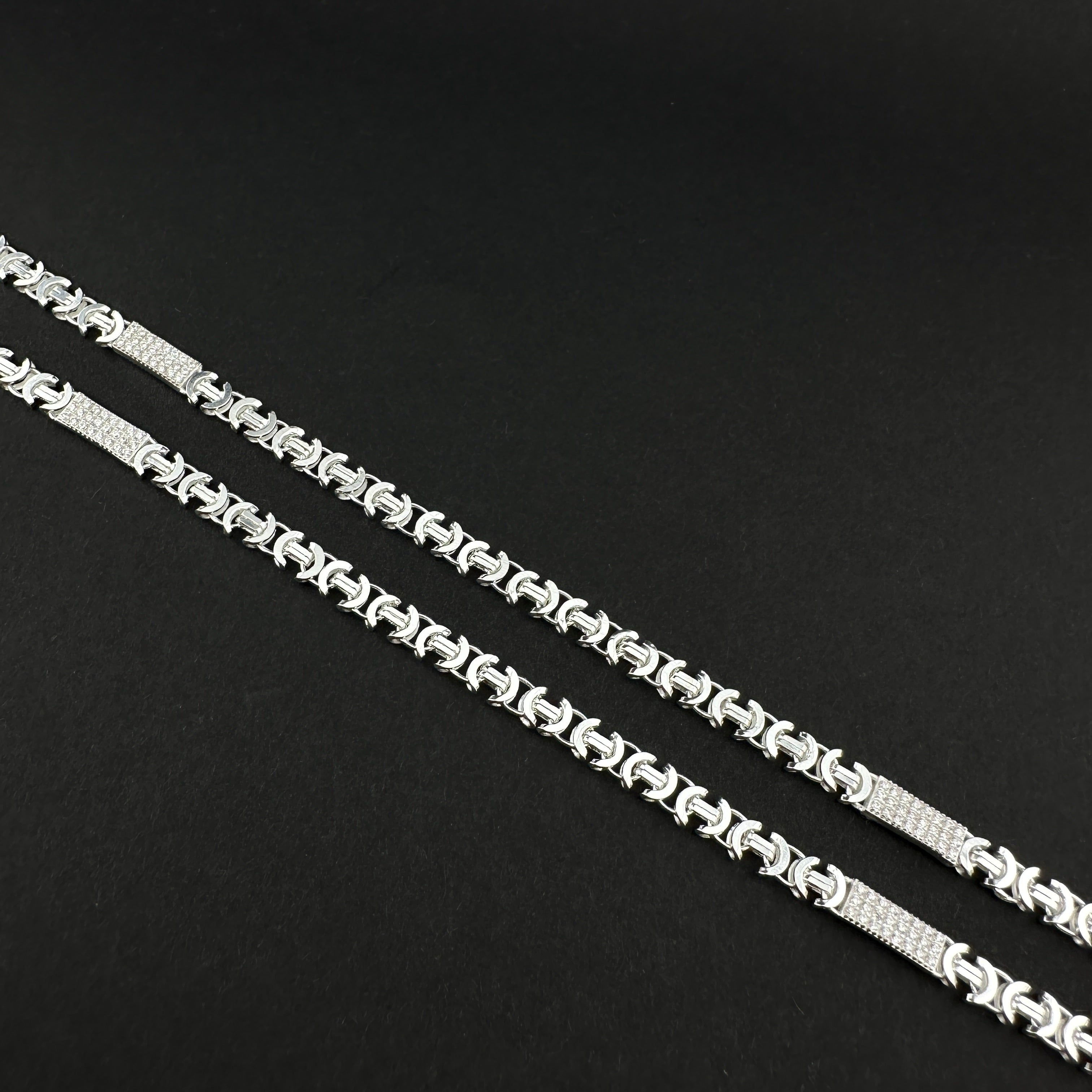5mm Flache Königskette Iced Out - Silber 925