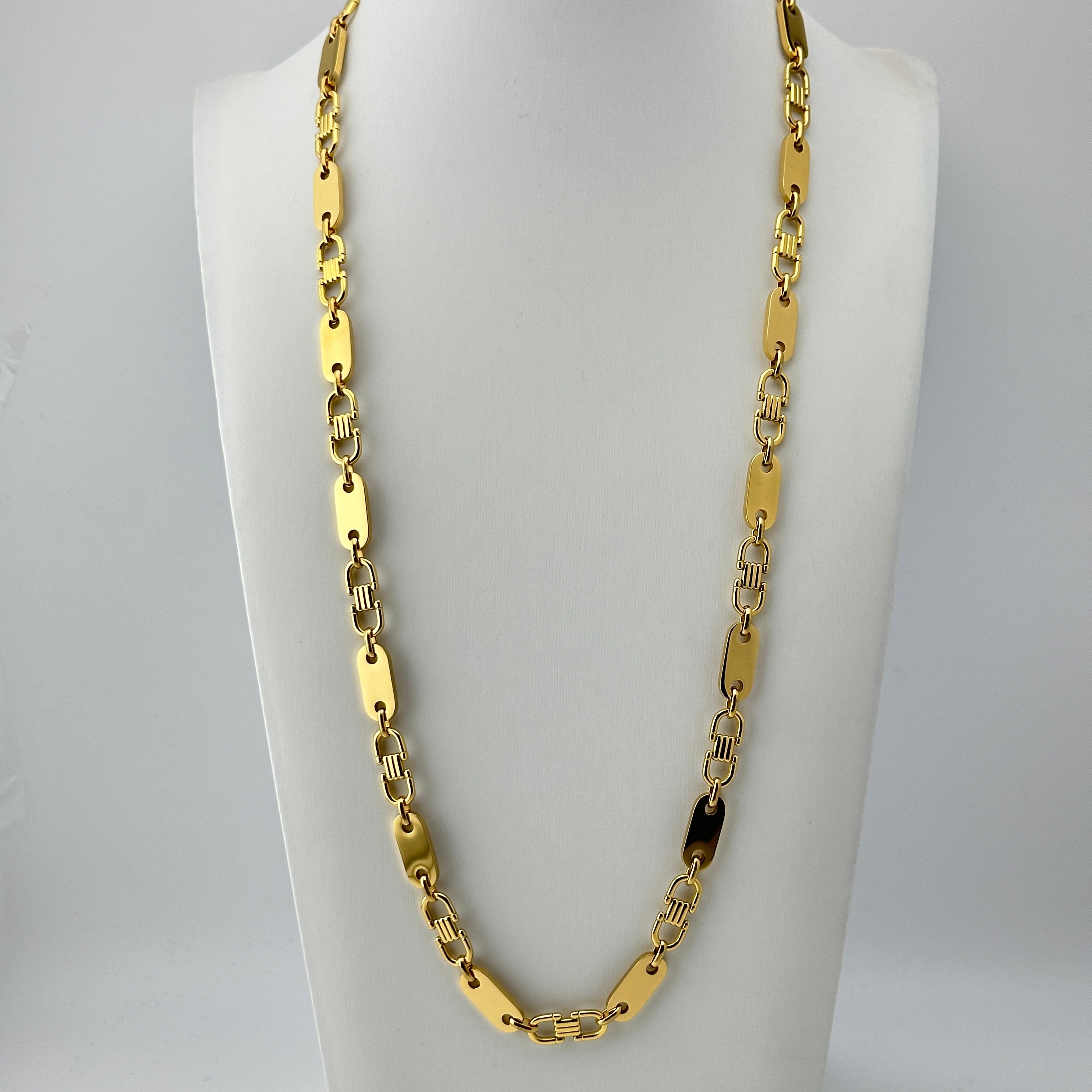 Set - Plattenkette + Armband 8mm aus Edelstahl mit 18k Vergoldung - 20% sparen