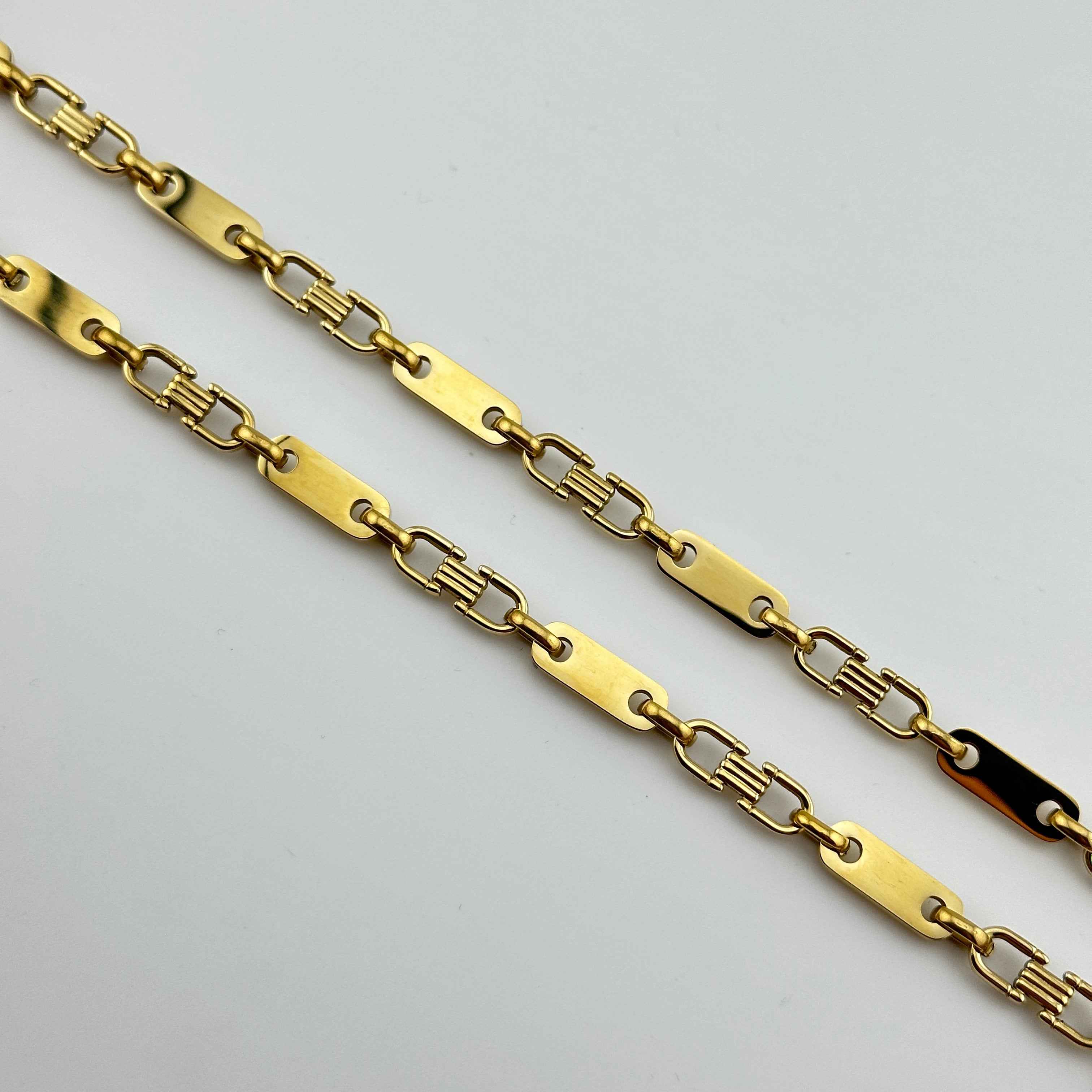 6mm Plattenkette - Edelstahl mit 14k Vergoldung