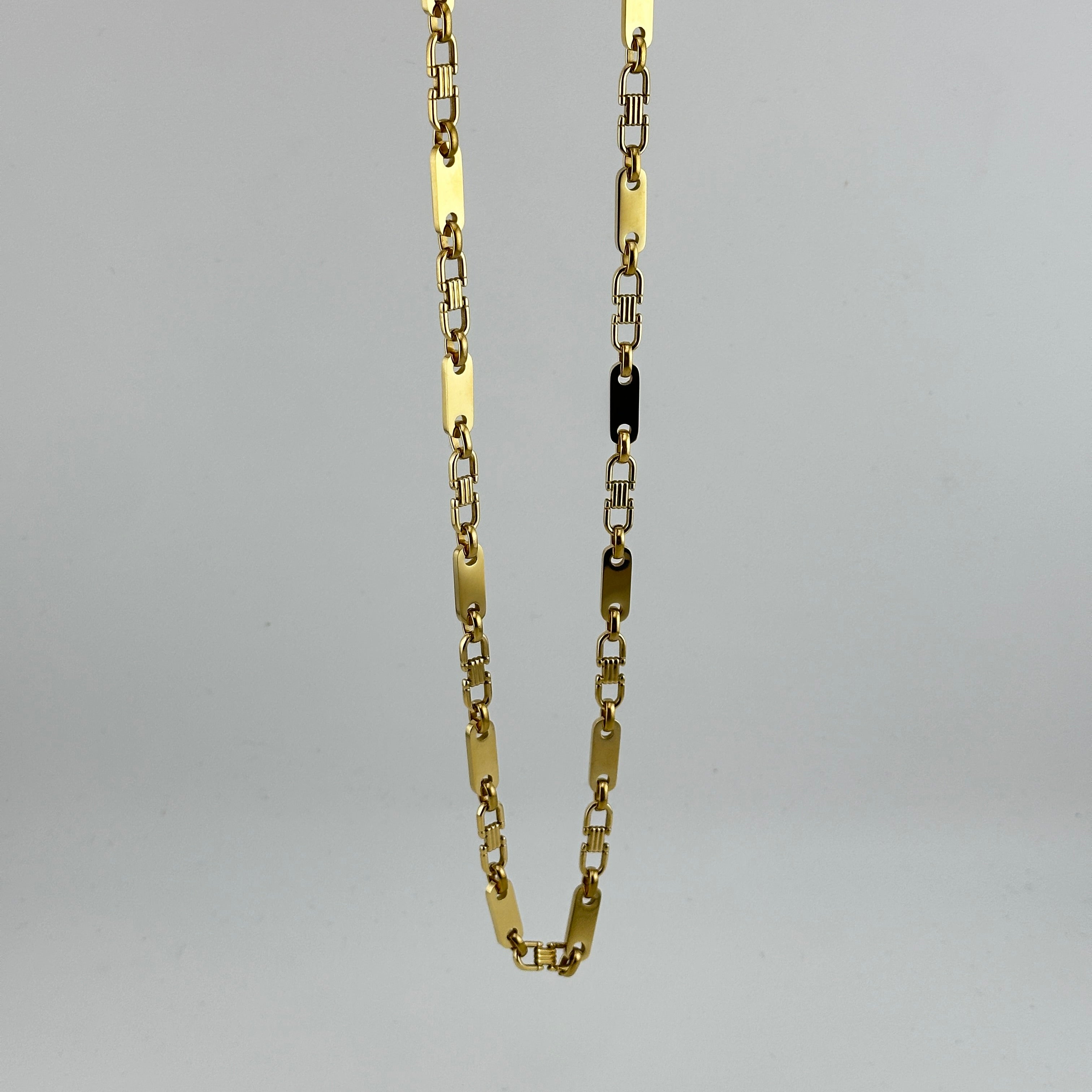 6mm Plattenkette - Edelstahl mit 14k Vergoldung