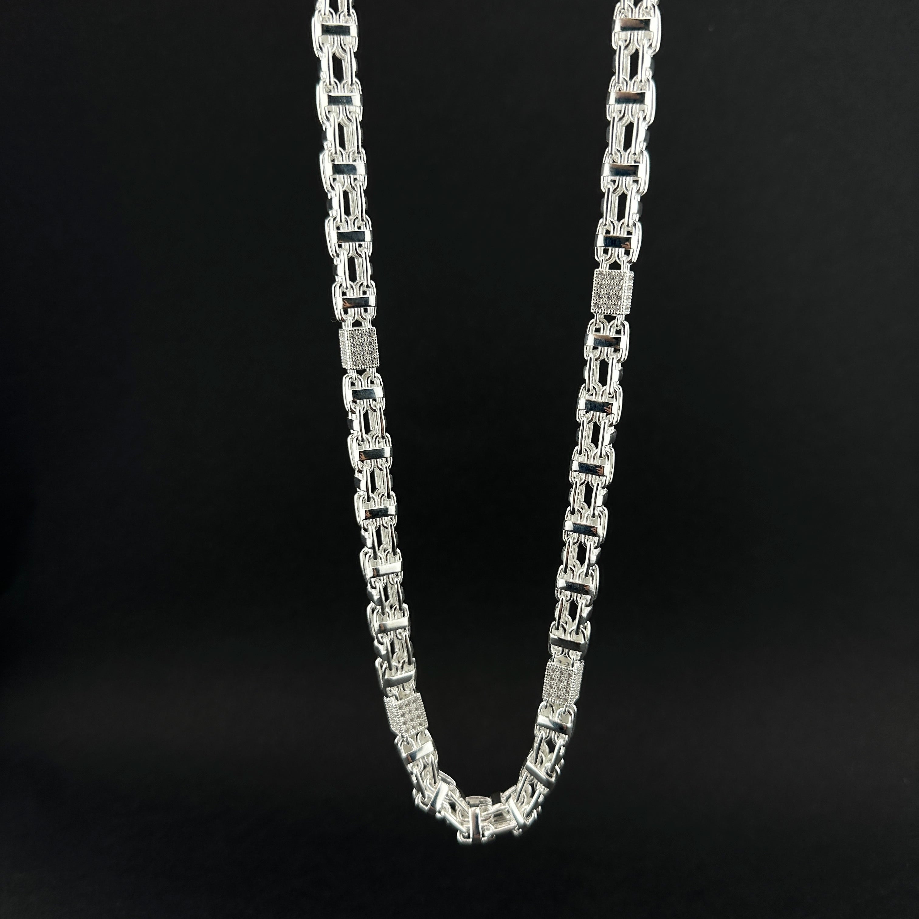 8,5mm Set Käfigkette Iced Out x Ring - Silber 925