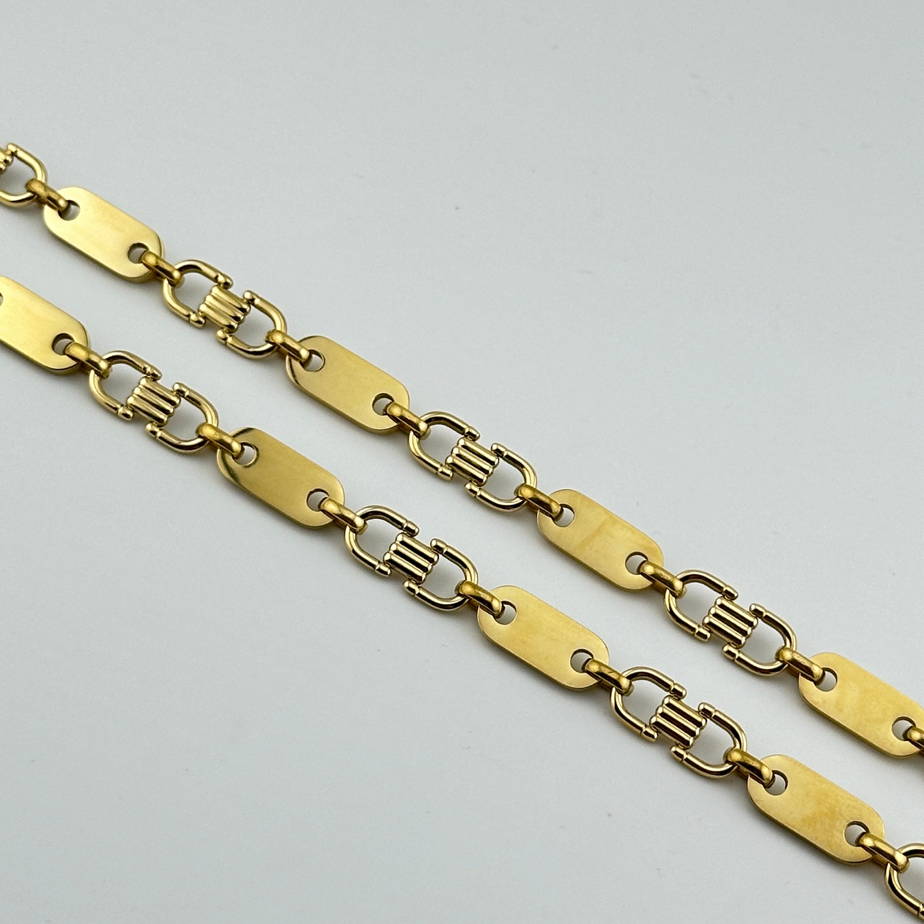8mm Plattenkette - Edelstahl mit 14k Vergoldung