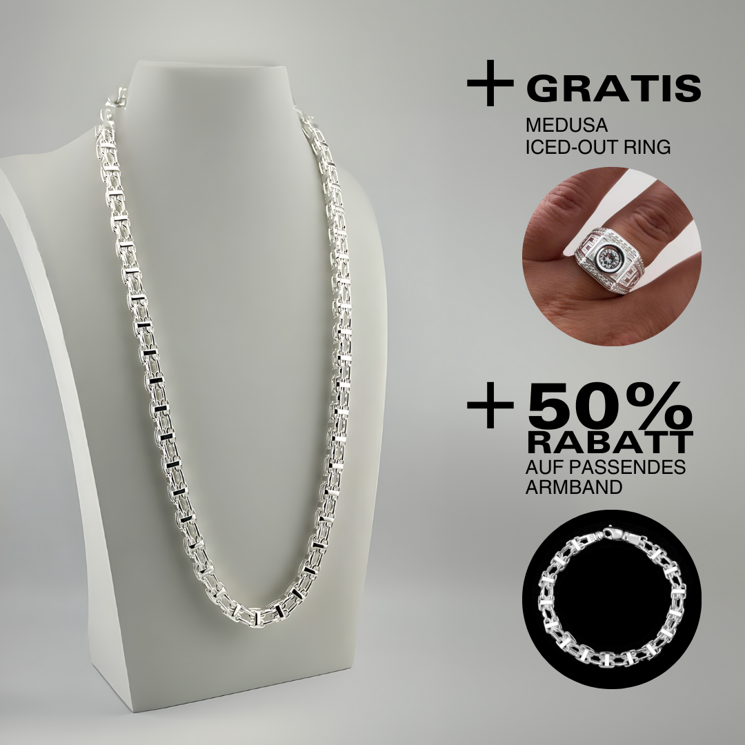 8,5mm Set Käfigkette Iced Out x Ring - Silber 925