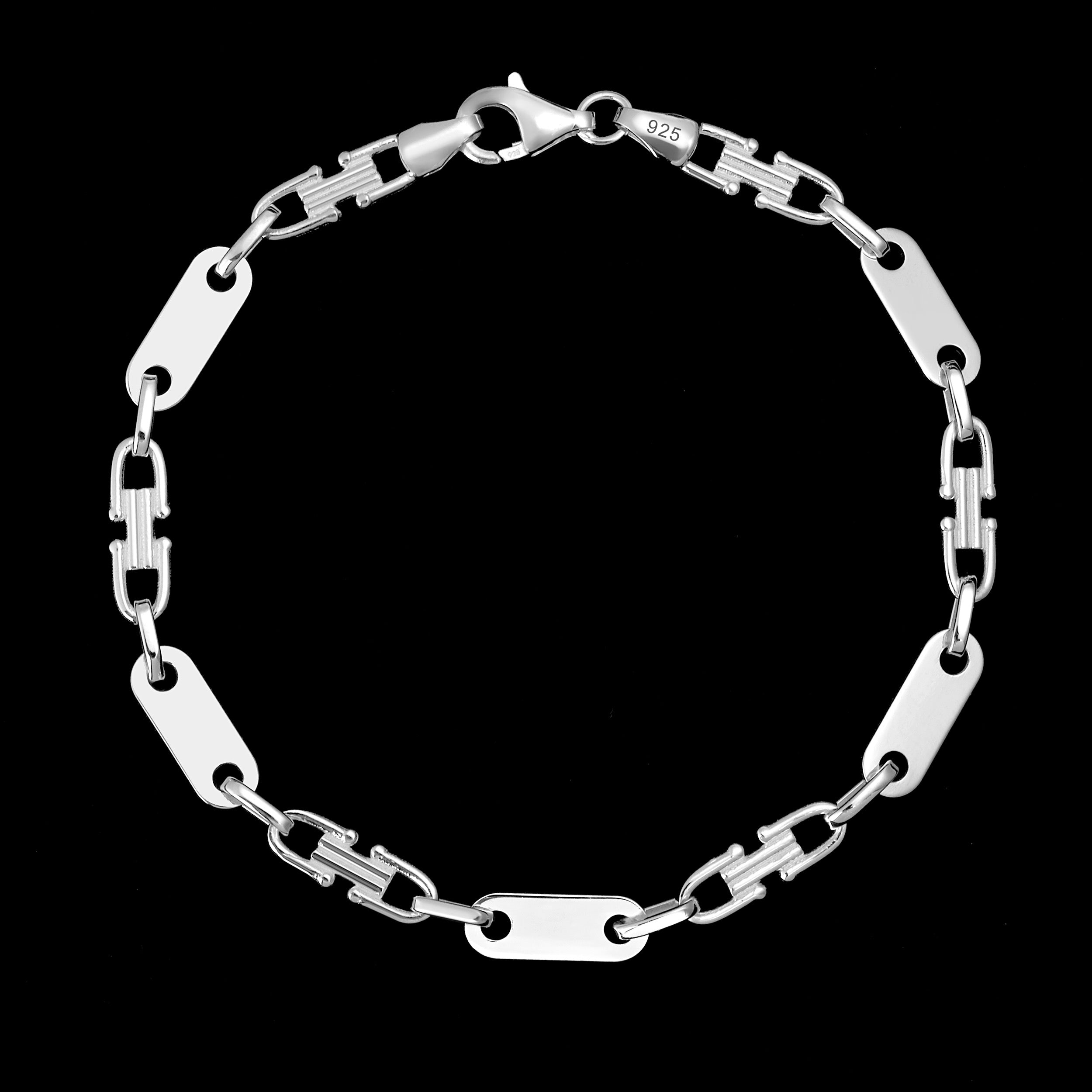 4mm Plattenkette Armband - Silber 925