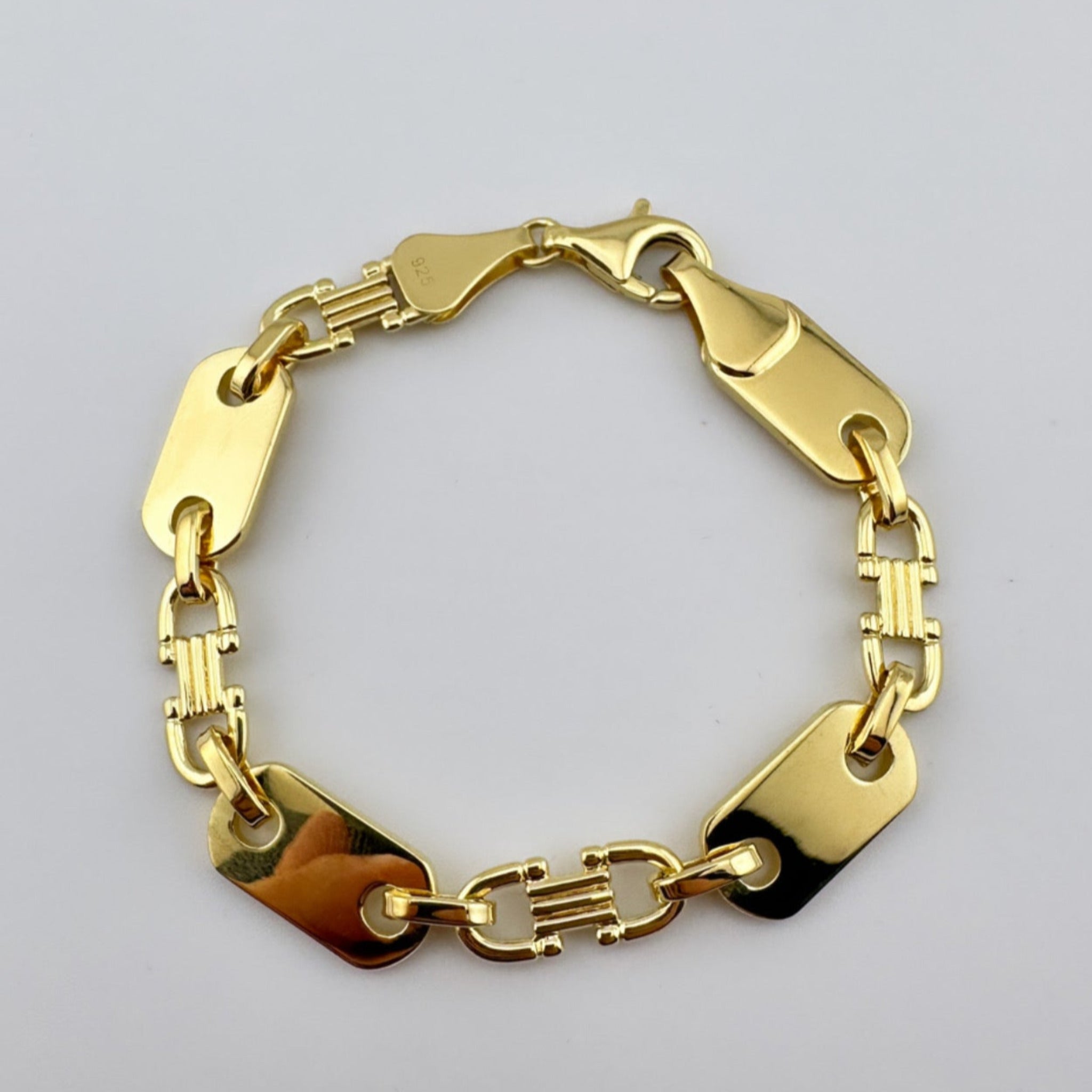 10mm Plattenkette Armband - Silber 925 18k Gold vergoldet