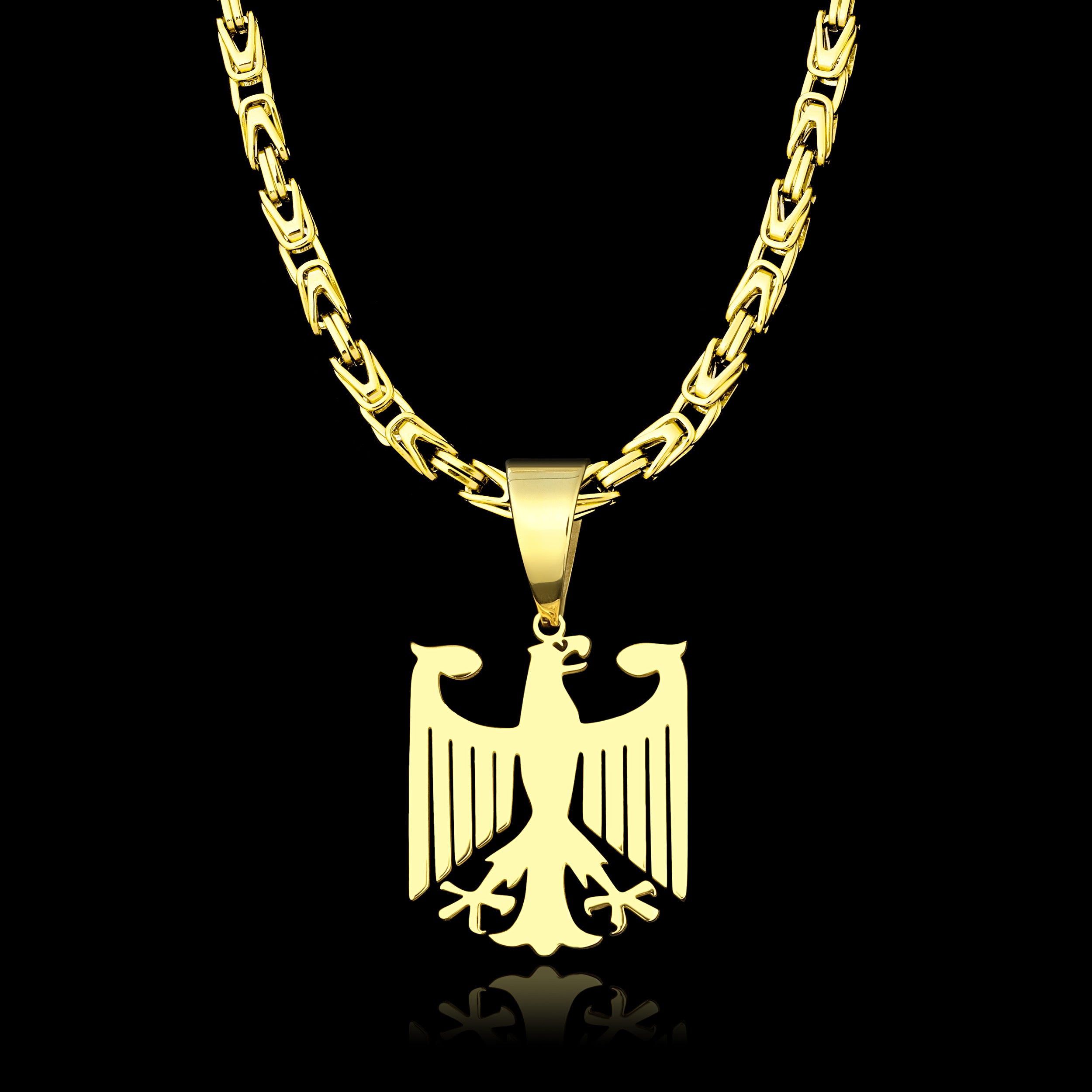 Set Adler Anhänger Königskette - 6mm - Edelstahl mit 14k Vergoldung