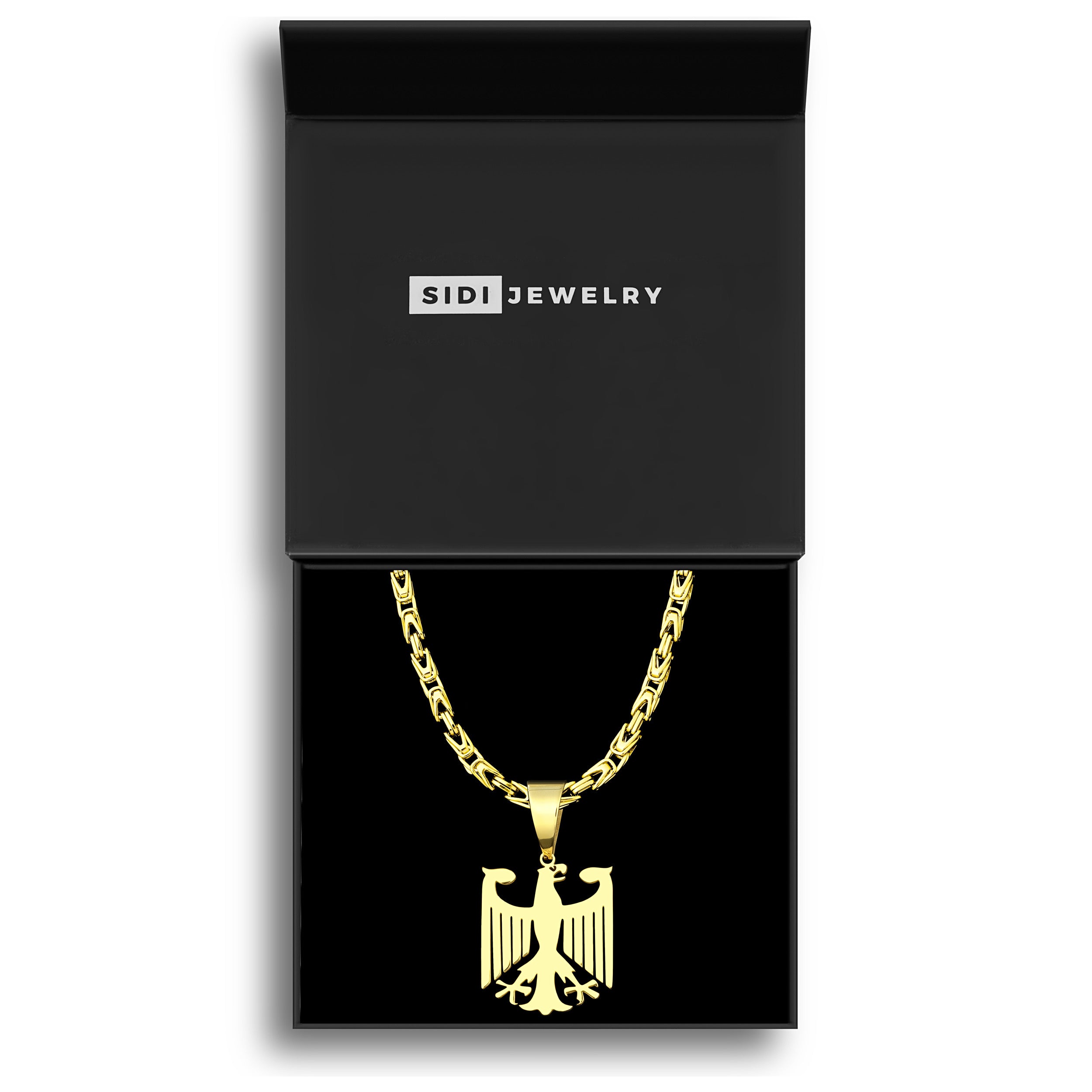 Set Adler Anhänger Königskette - 6mm - Edelstahl mit 14k Vergoldung
