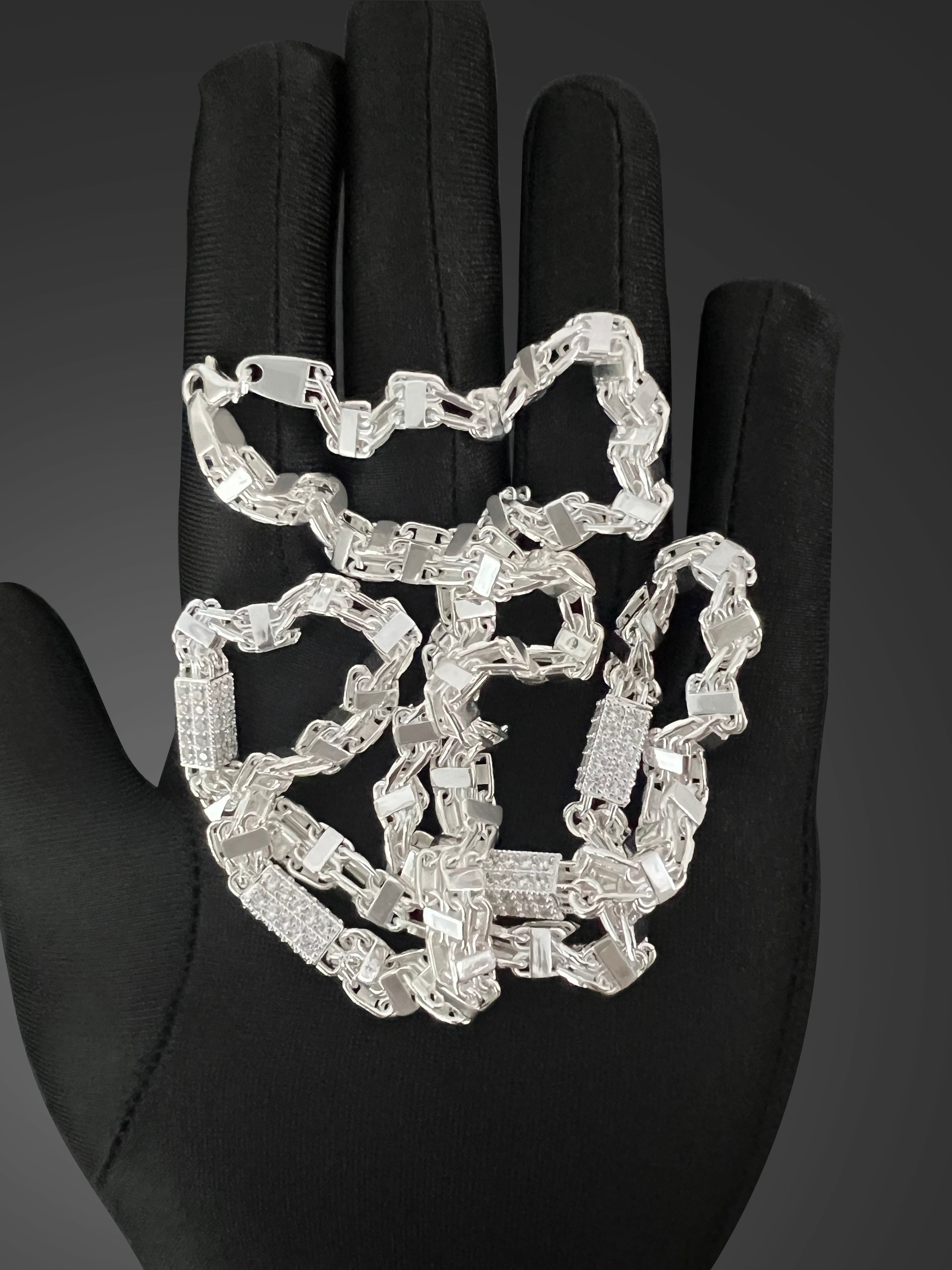 6mm Set Käfigkette Iced Out x Ring - Silber 925