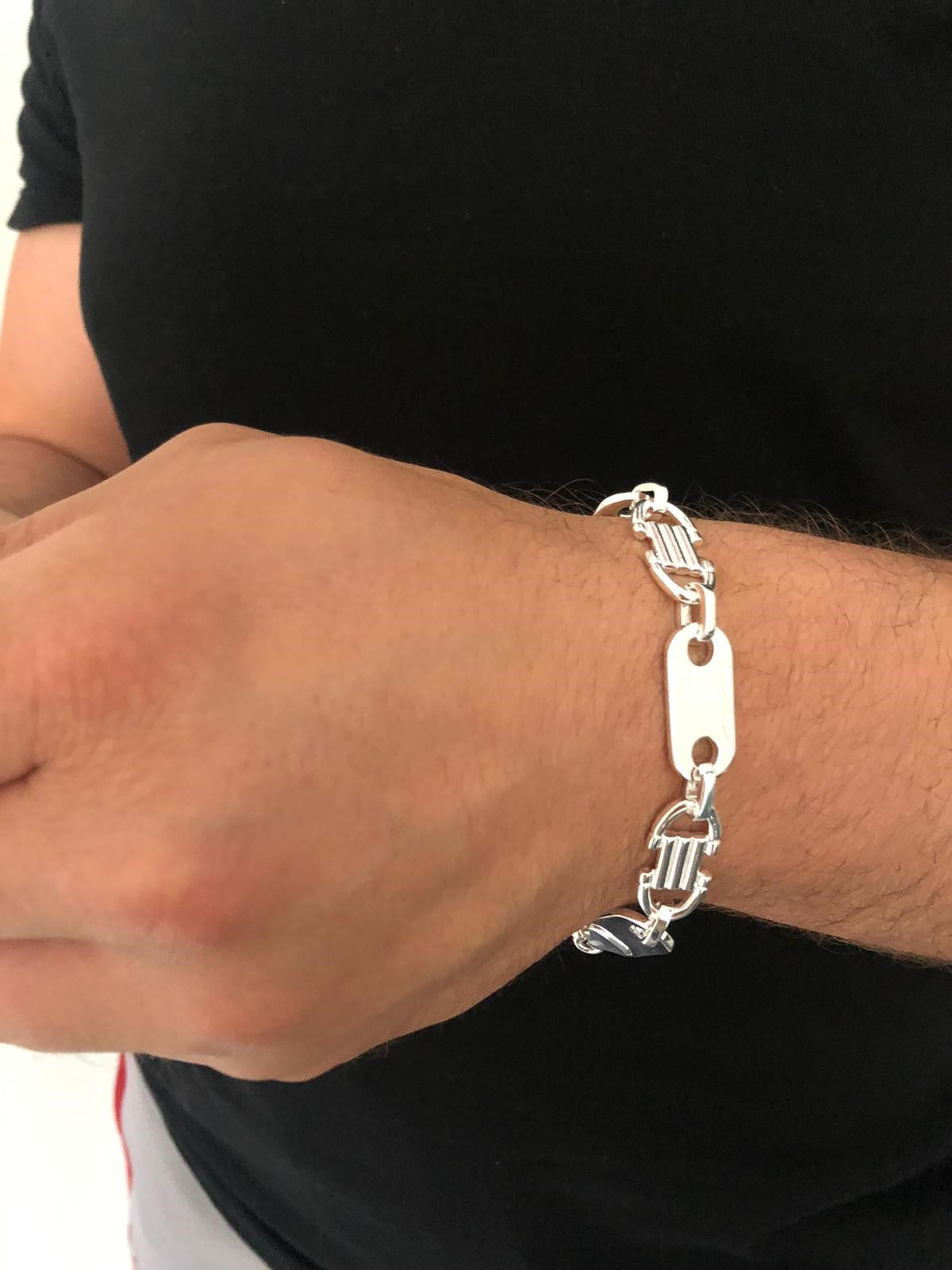 12mm Plattenkette Armband - Silber 925