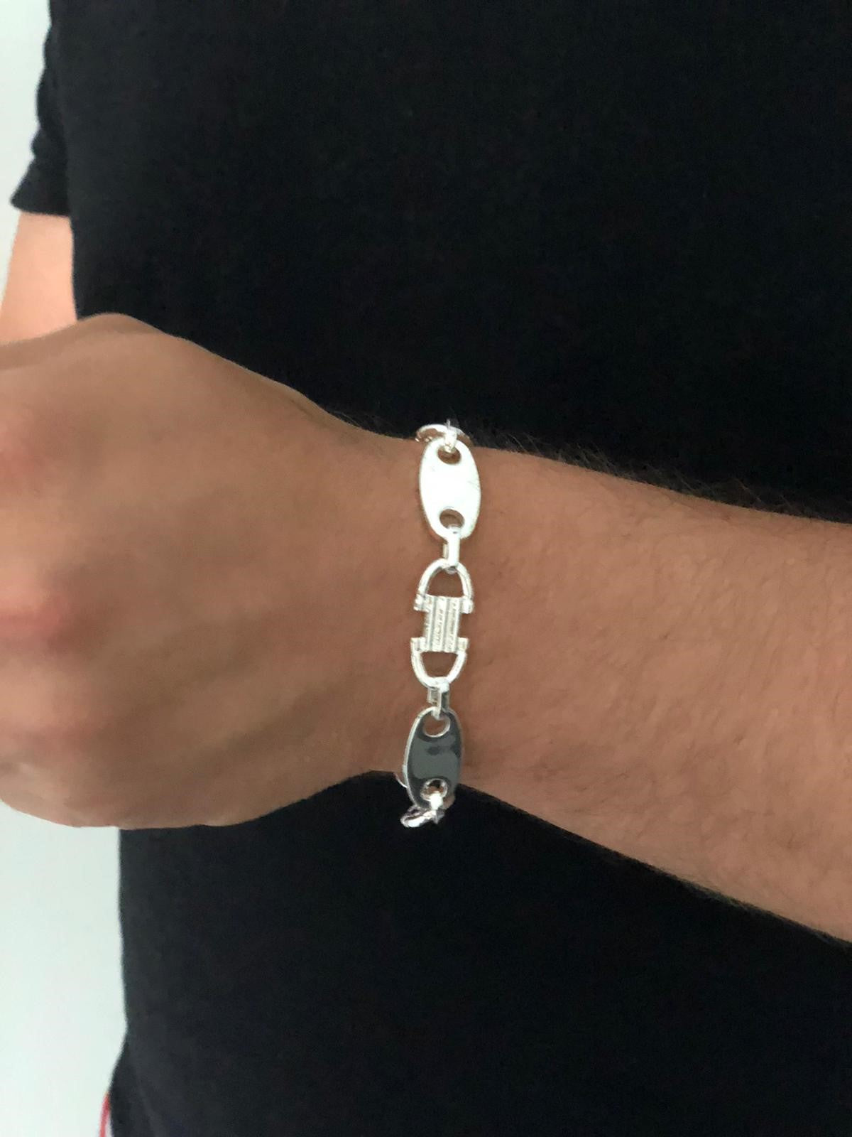 14mm Plattenkette Armband - Silber 925