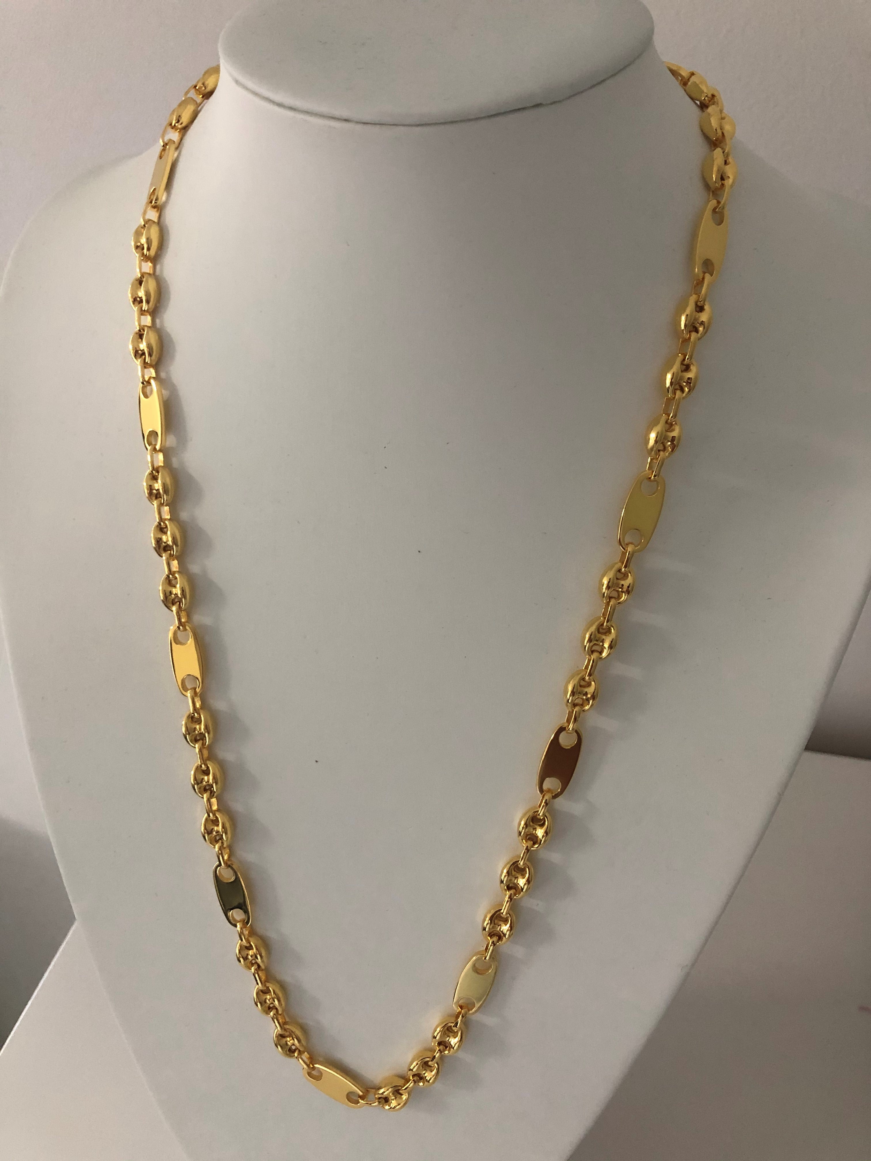 8mm Plattenbohnenkette - Silber 925 18k Gold vergoldet