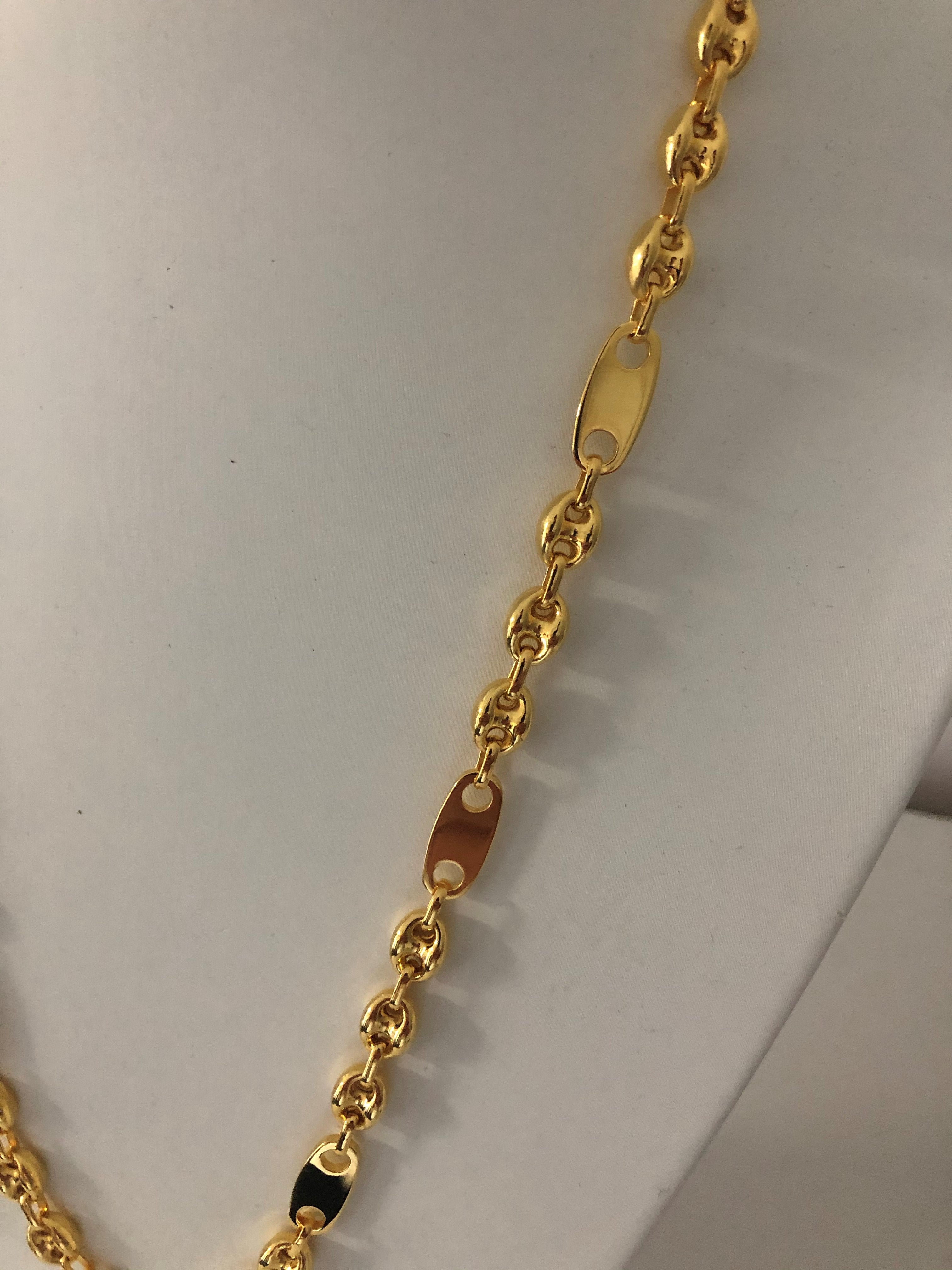 8mm Plattenbohnenkette - Silber 925 18k Gold vergoldet