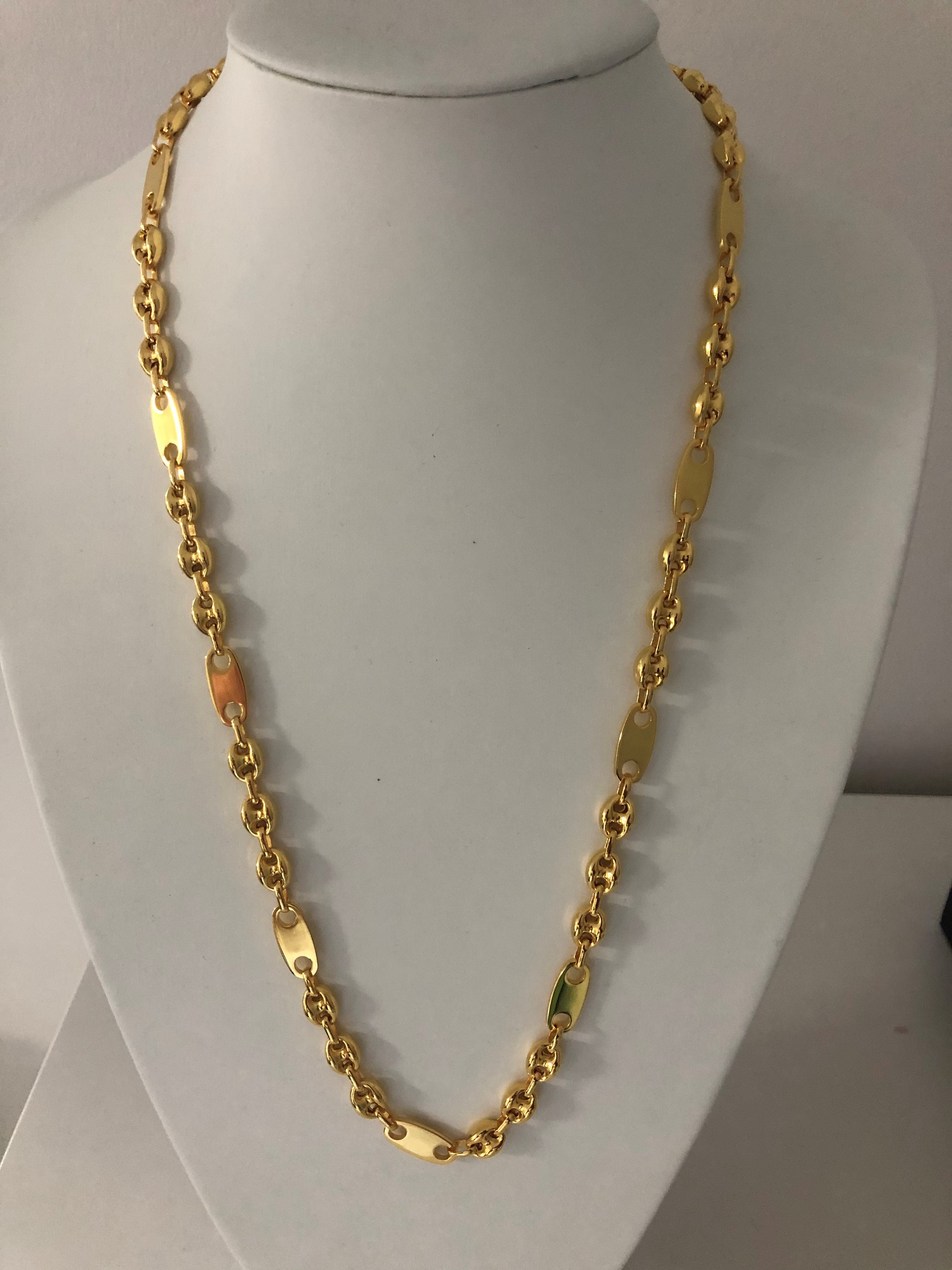 8mm Plattenbohnenkette - Silber 925 18k Gold vergoldet