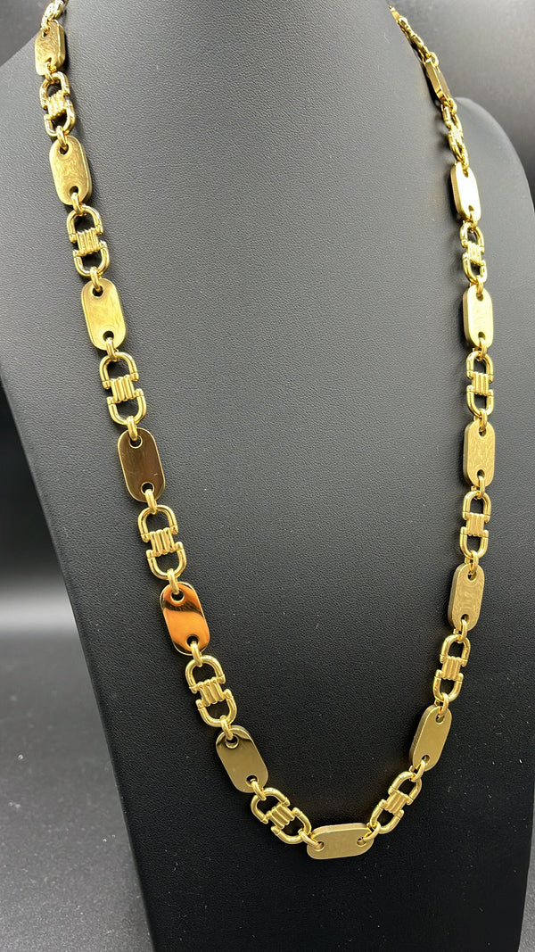 Plattenkette - 10mm x 60/65/70/75cm lang - Edelstahl mit 18k vergoldung