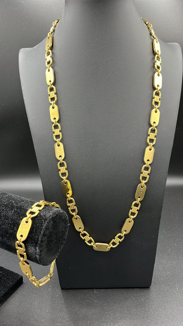 Plattenketten Set - 10mm x 60/65/70/75cm lang - Edelstahl mit 18k vergoldung