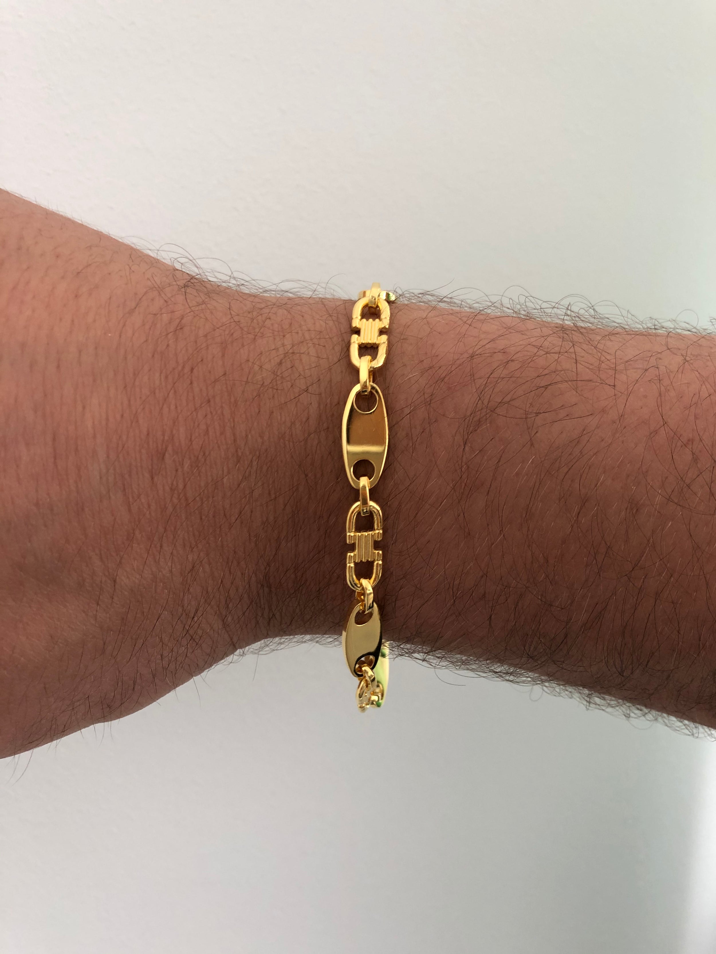 8mm Plattenkette Armband - Silber 925 18k Gold vergoldet