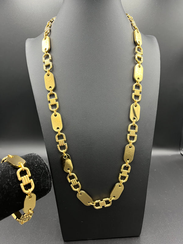 Plattenketten Set - 13mm x 65/70/75/80cm lang - Edelstahl mit 18k vergoldung