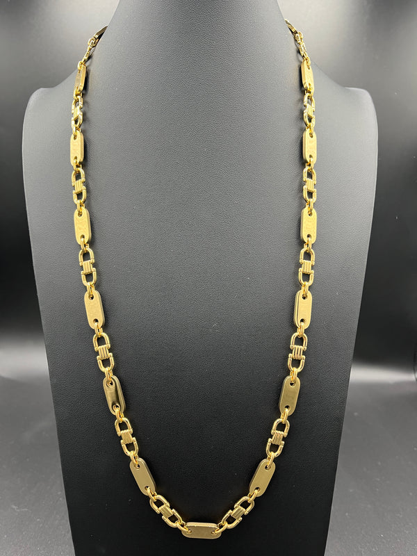 Plattenkette - 8mm x 60/65/70/75cm lang - Edelstahl mit 18k vergoldung