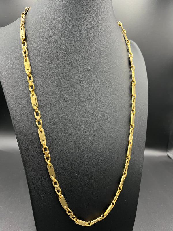 Plattenkette - 6mm x 60/65/70cm lang - Edelstahl mit 18k vergoldung