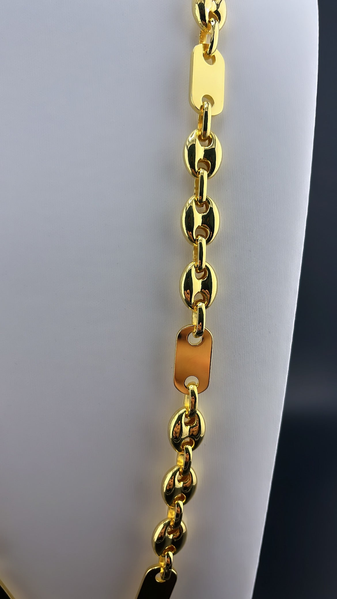 10mm Plattenbohnenkette - Silber 925 18k Gold vergoldet