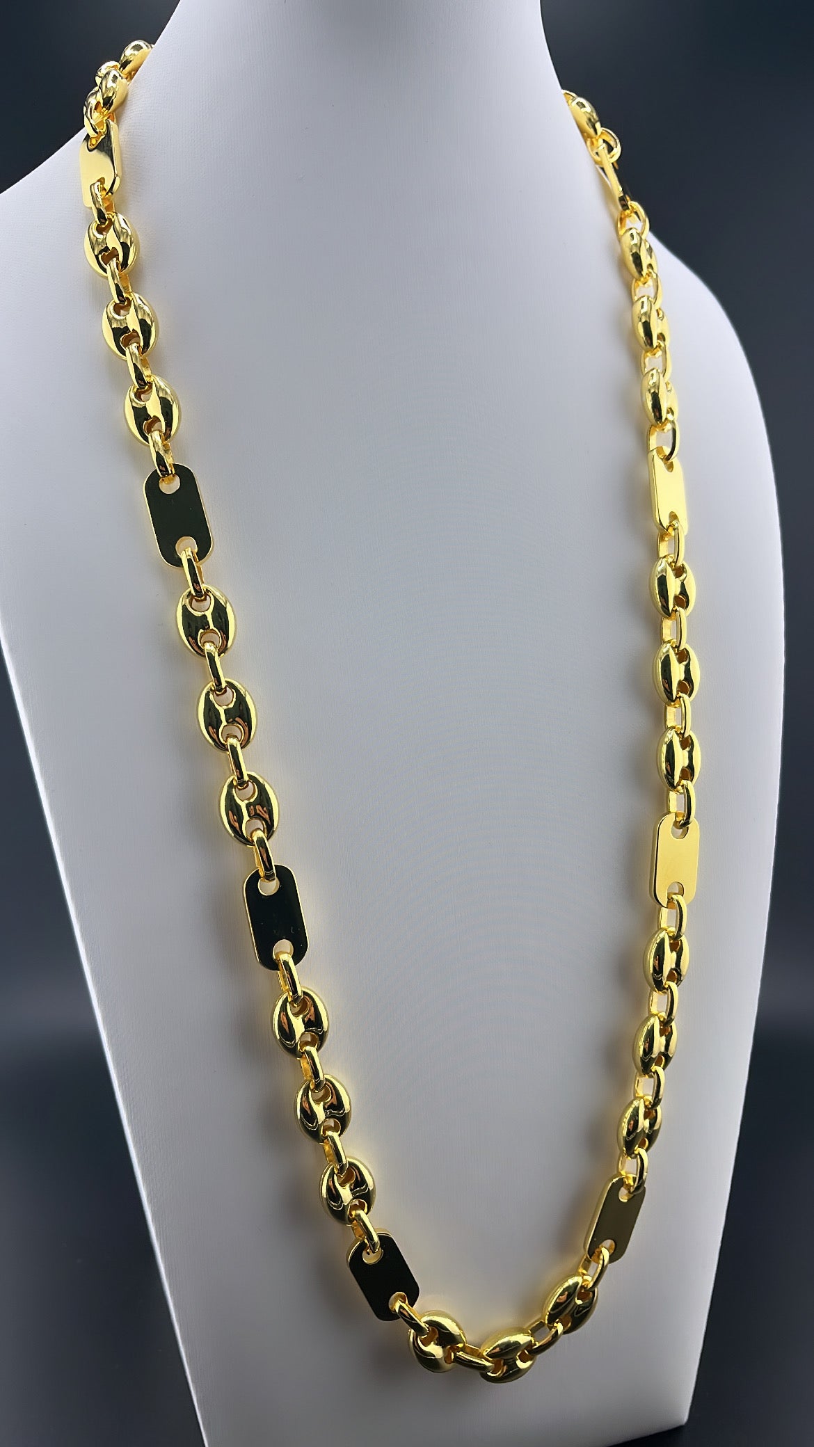 10mm Plattenbohnenkette - Silber 925 18k Gold vergoldet
